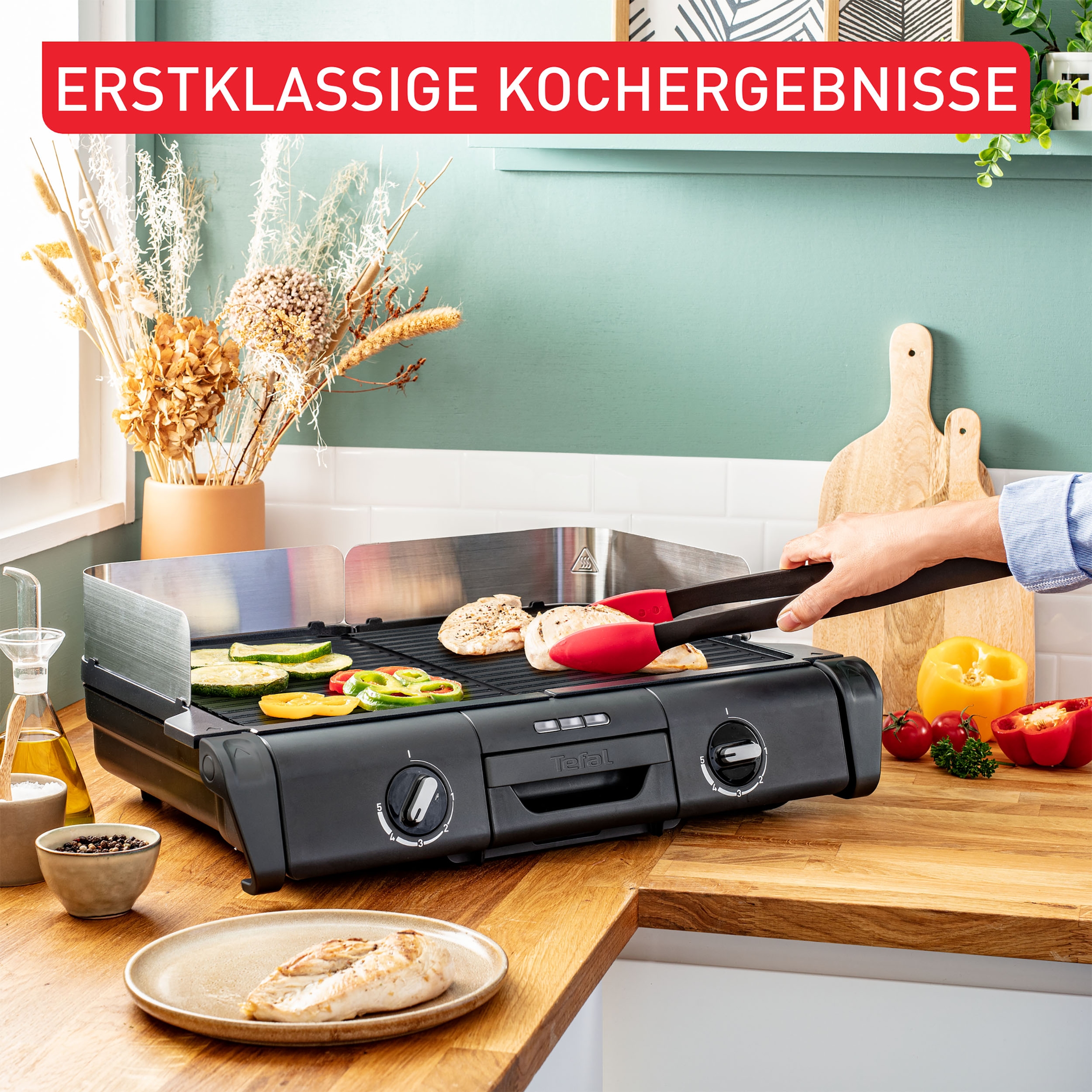 Tefal Tischgrill »TG800N Family-Grill«, 2400 W, Indoor- & Outdoor-Elektrogrill, 2 Grillplatten, antihaftbesch., 2400 W