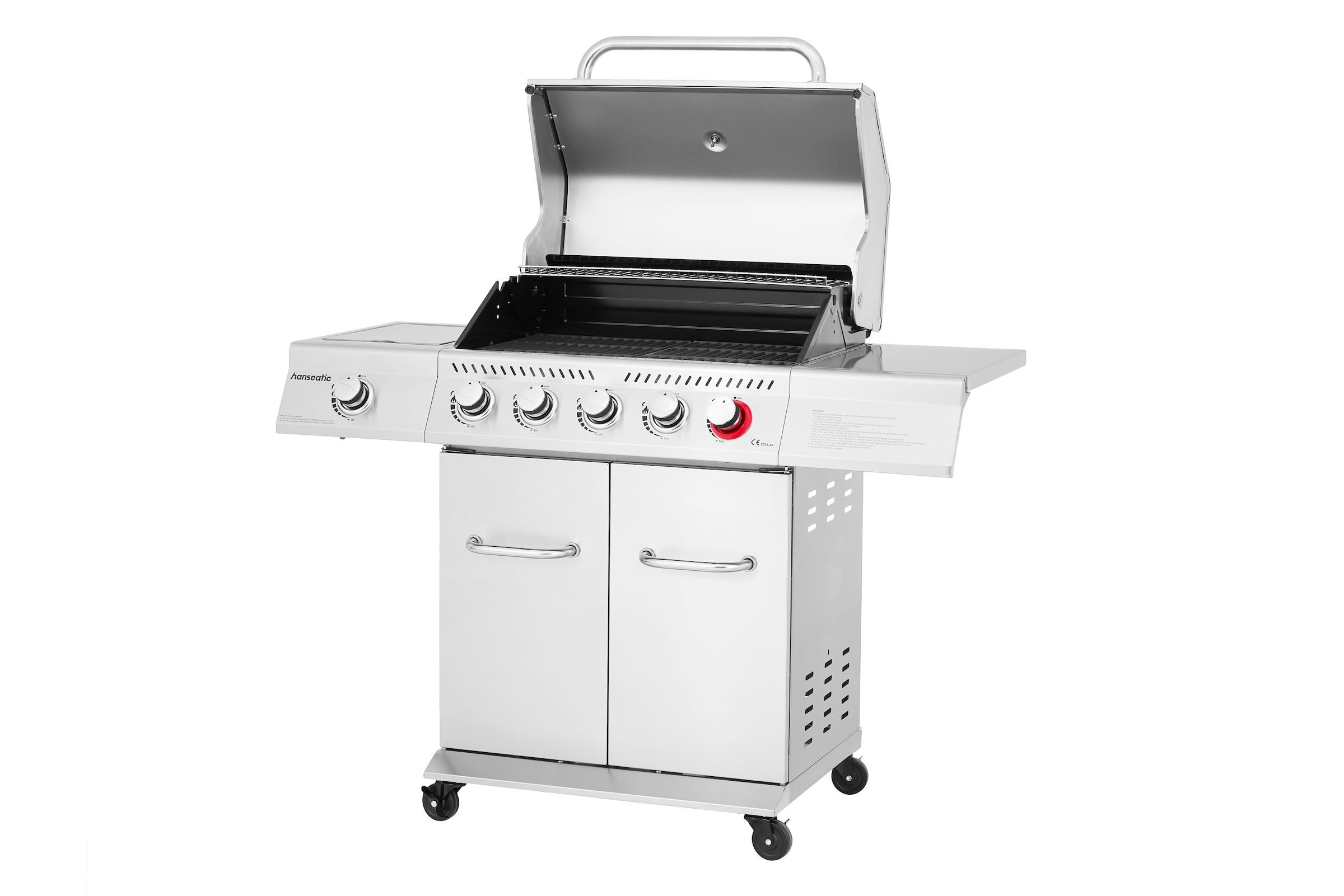 Hanseatic Gasgrill »Richland« BxTxH: 134,7 x 57 x 117 cm, 21,5 kW Gesamt, Edelstahl-Turbobrenner