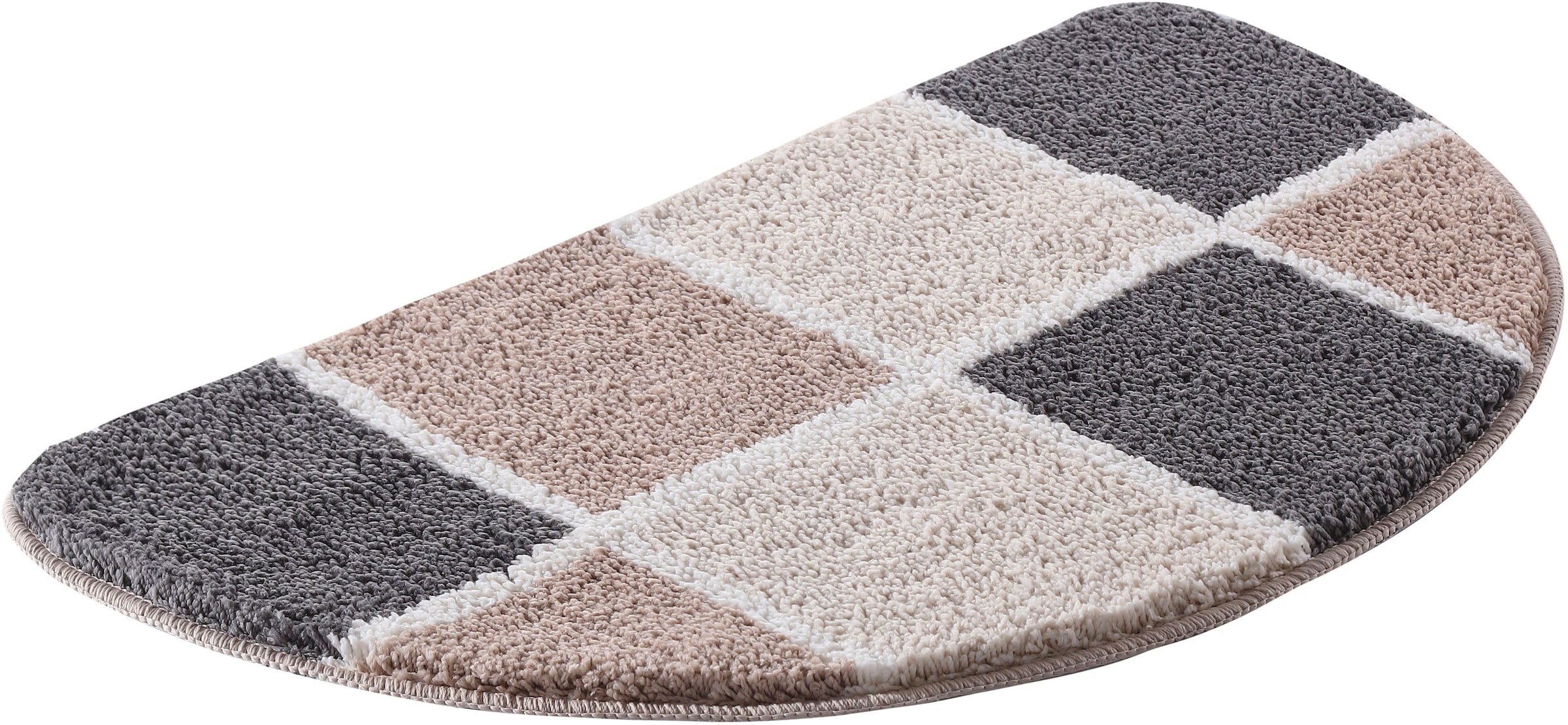 my home Badematte »Anna mit Kachelmuster, Badvorleger, Badezimmer Teppich, Duschvorleger«, rutschhemmend beschichtet, strapazierfähig, Badteppich, Hoch Tief Effekt, Modern, Weich