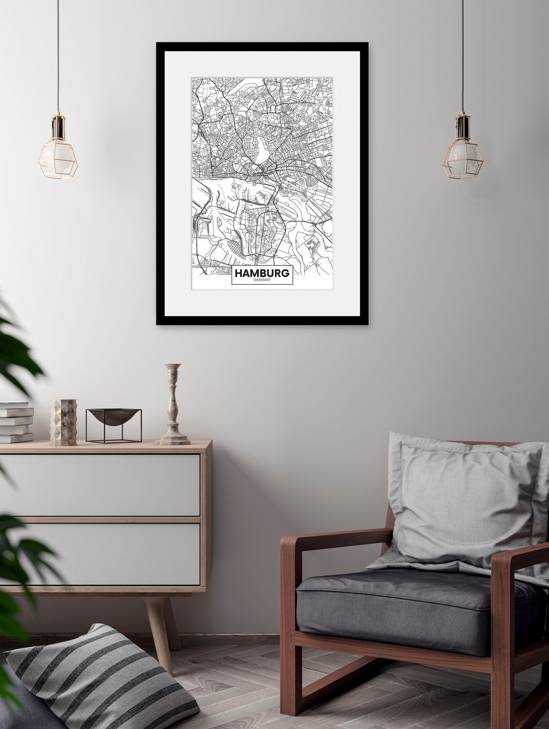 queence Bild »Hamburg Stadtkarte«, Städte-Stadt-Deutschland-Gebäude-Schrift günstig online kaufen