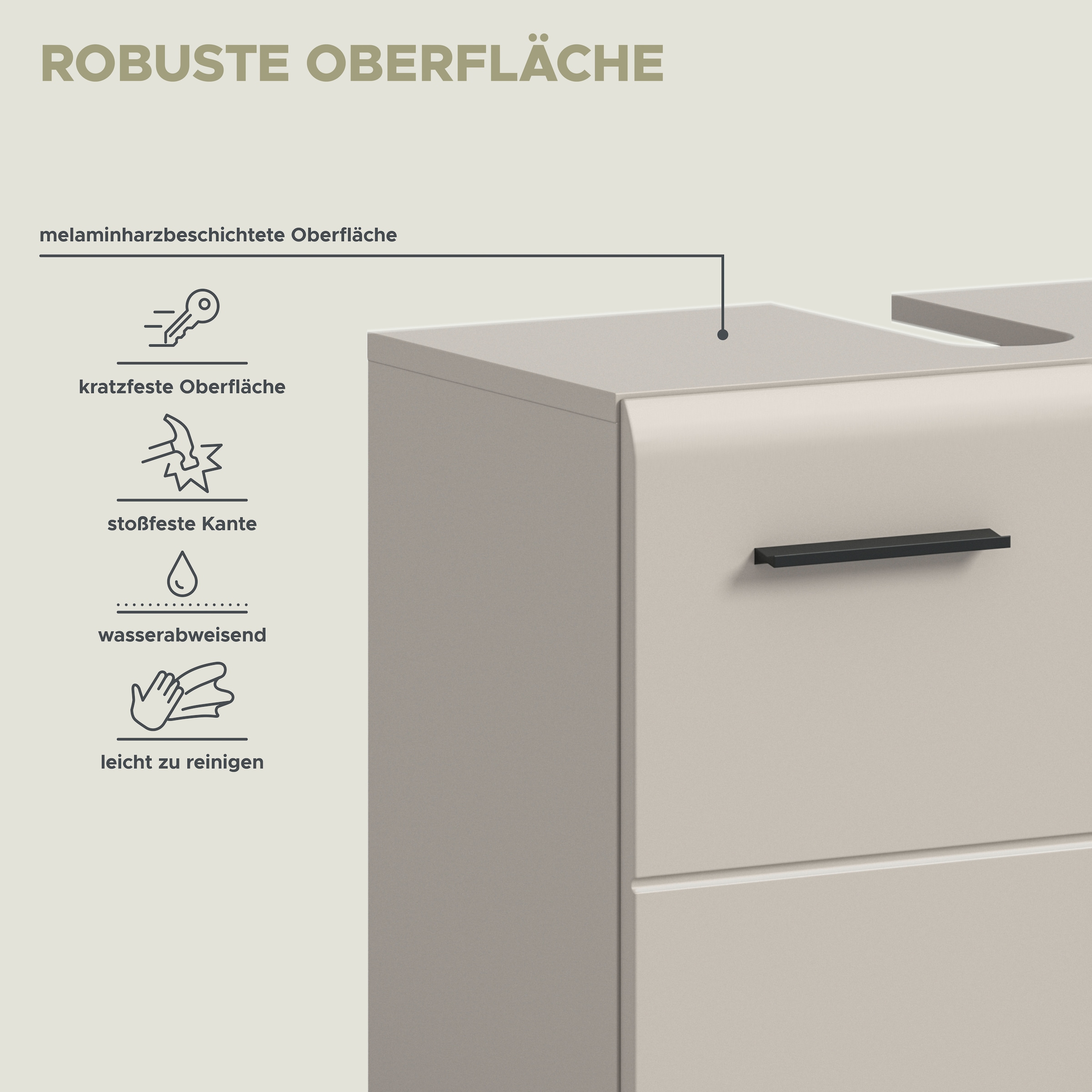 welltime Waschbeckenunterschrank »FLORENZ, Waschbeckenunterschrank mit Rollen, hochwertige MDF-Front« 1 Stk. tlg. Waschbeckenunterschrank, WBU, Unterschrank, Bad, Badezimmer
