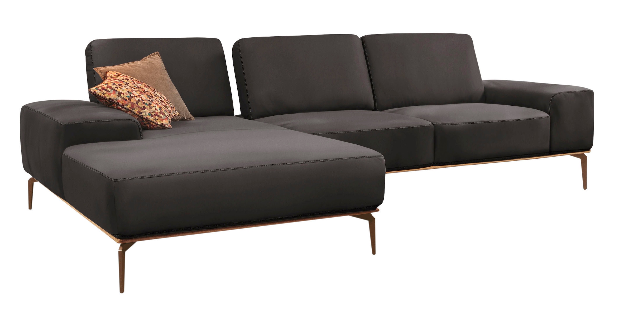 W.SCHILLIG Ecksofa »run, Designsofa mit tollem Sitzkomfort, bequem, L-Form«, mit Holzsockel, Füße in Bronze pulverbeschichtet, Breite 319 cm