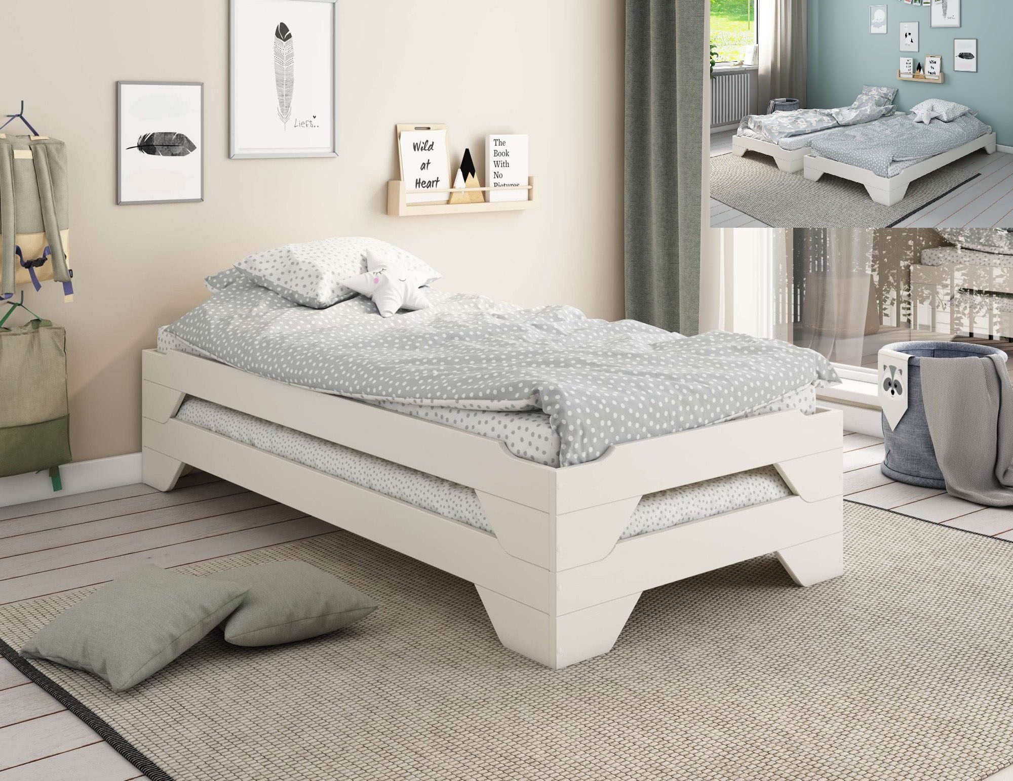 Home affaire Massivholzbett »Melwine, Stapelbett, platzsparend, modern« 1 B günstig online kaufen