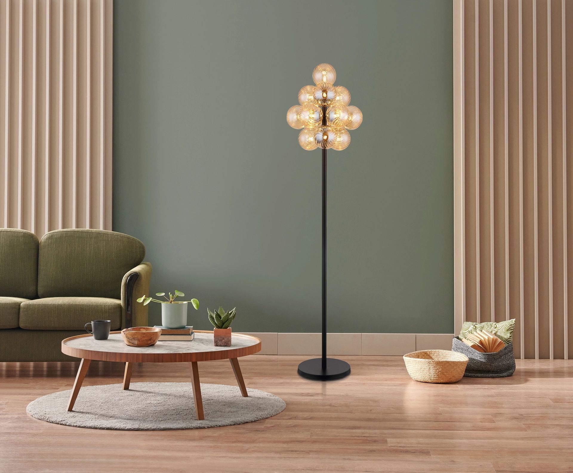 GLOBO LIGHTING LED Stehlampe »CONOR«, 13 flammig, Leuchtmittel G9 | ohne Leuchtmittel, Glaskugeln
