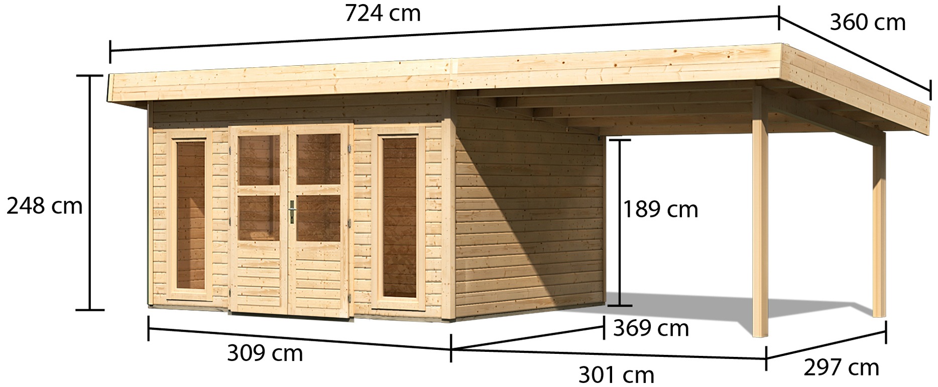 Karibu Gartenhaus »Perlsee 4«, (Set), mit Anbaudach