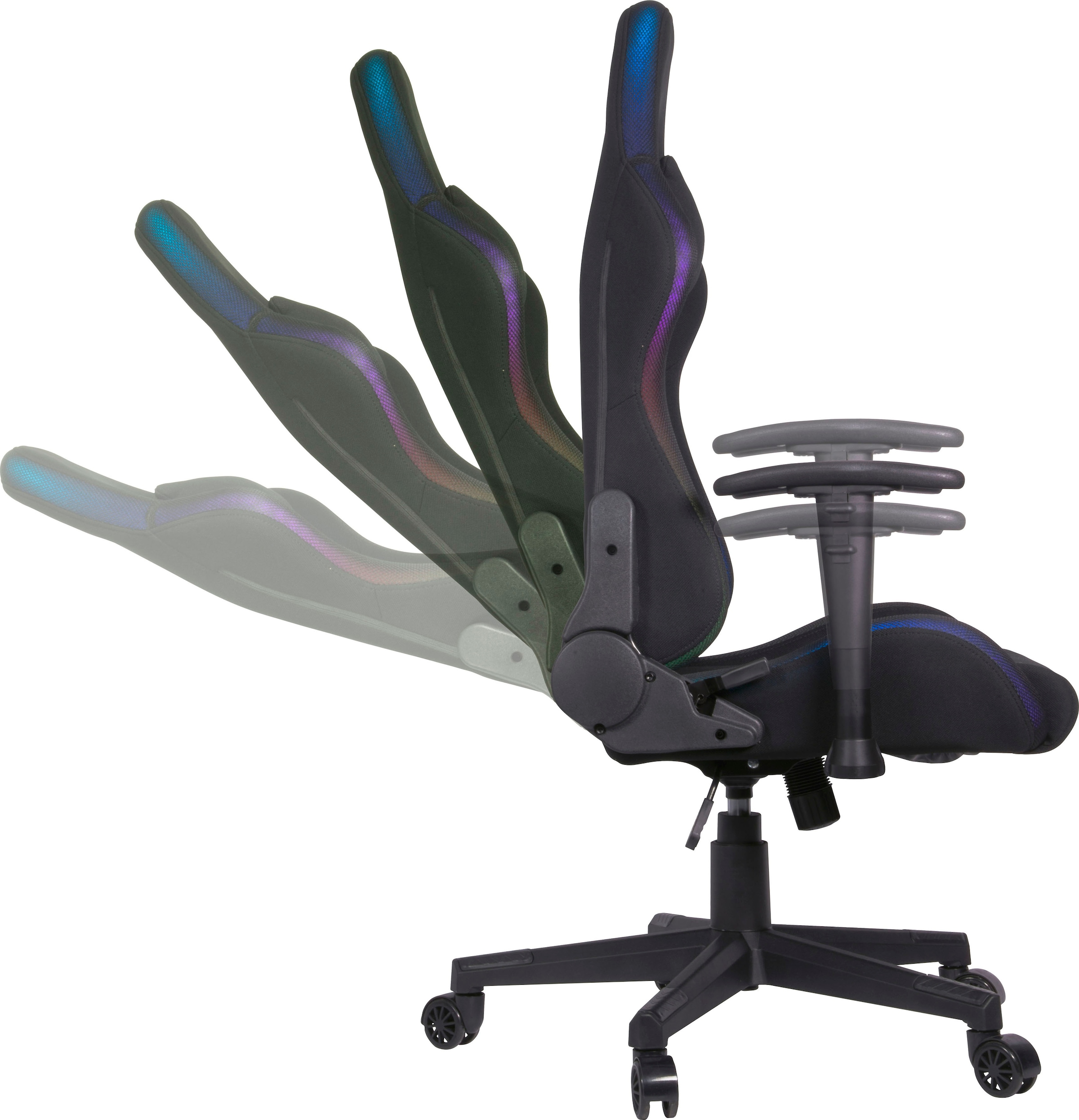 Speedlink Gaming-Stuhl »REGYS RGB Gaming Chair mit LED Beleuchtung«, 300 RGB Beleuchtungsmodi mit Fernbedienung, Stoff Bezug, bis 140kg