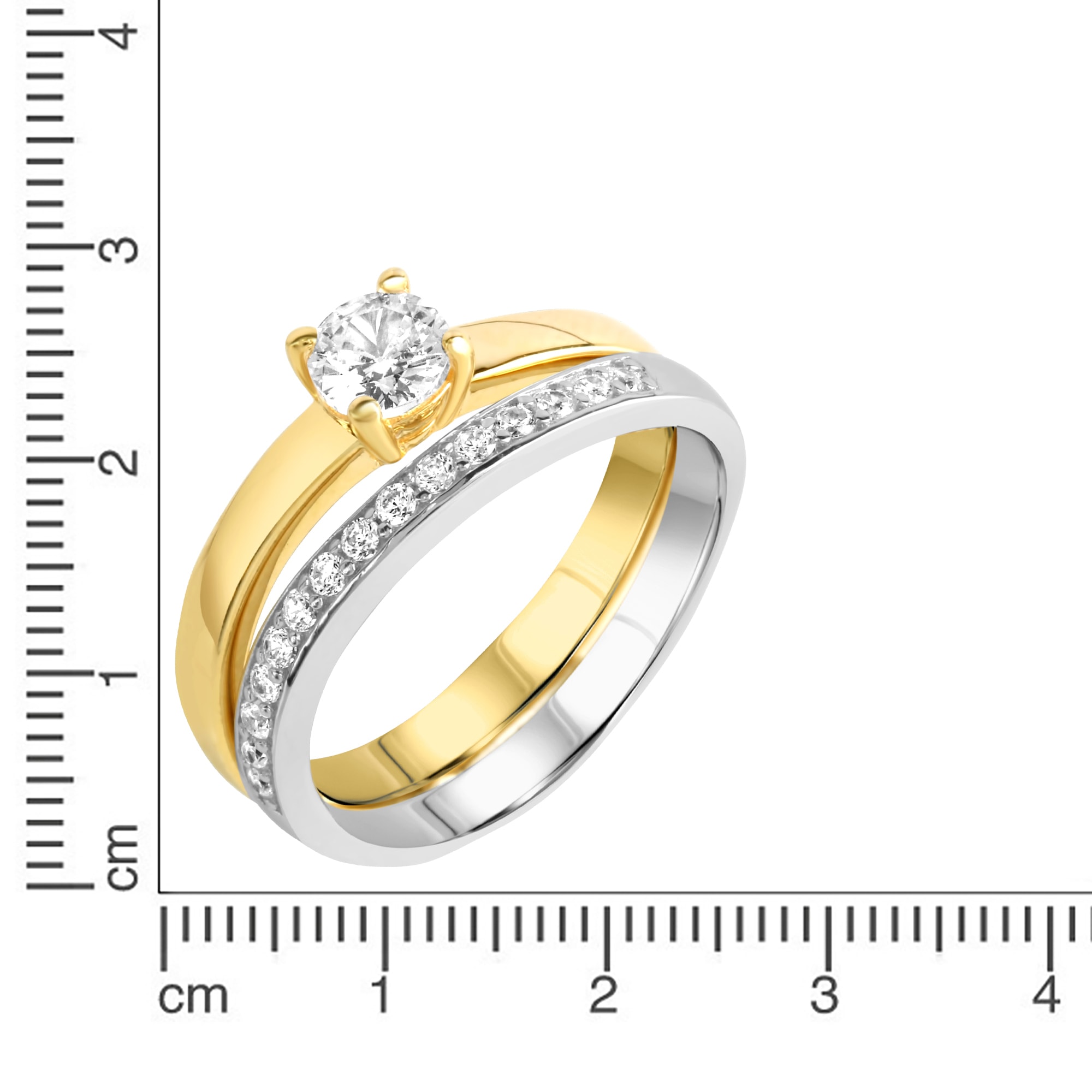 Zeeme Fingerring »Silber 925 zweifarbig Ring Set mit Zirkonia weiß«