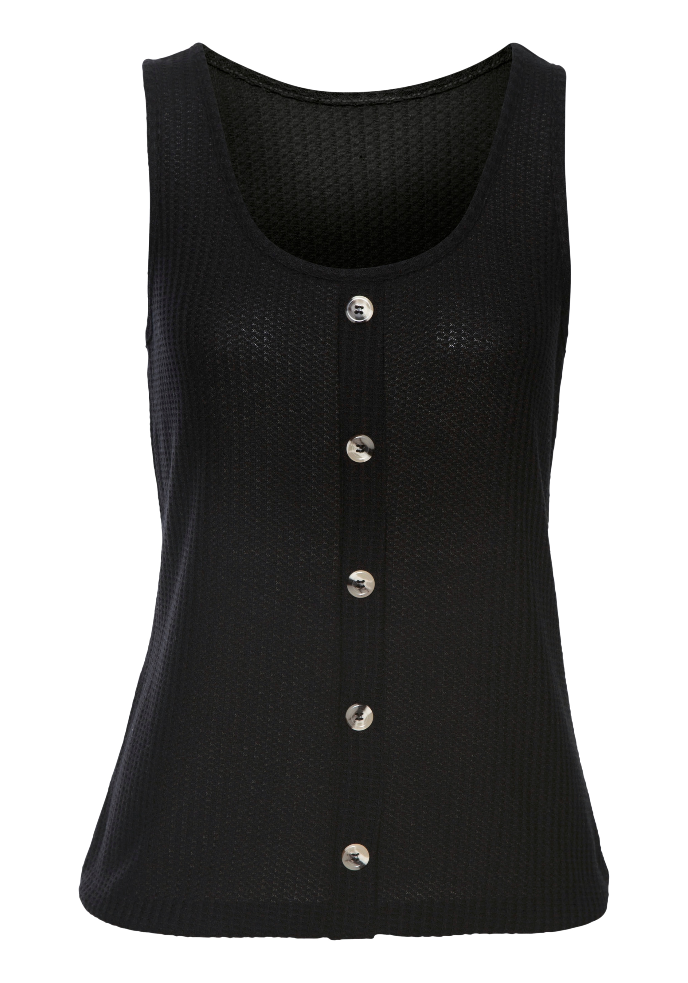 LASCANA Trägertop »mit Zierknopfleiste« Sommertop aus luftiger Piqué-Qualität
