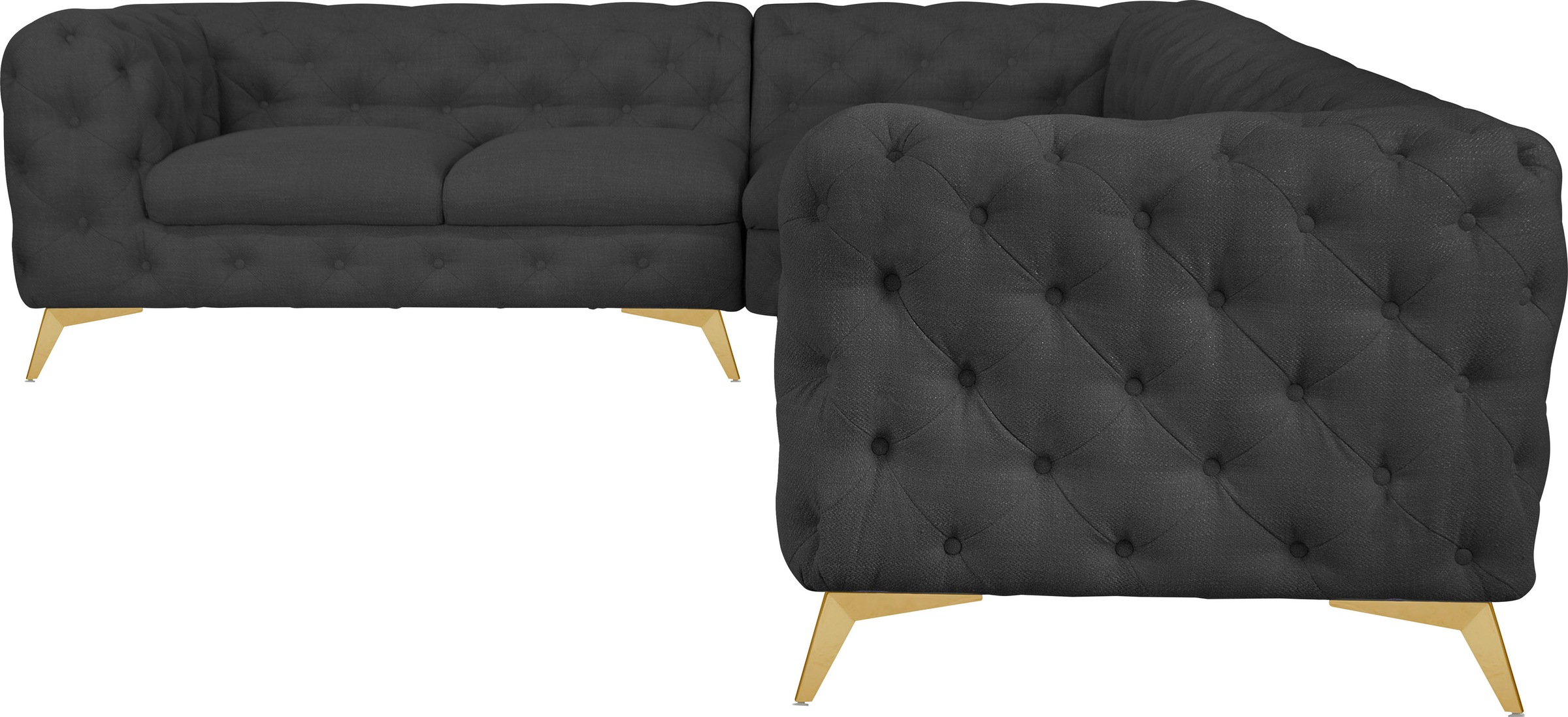 Leonique Chesterfield-Sofa »Ecksofa GLYNIS L-Form mit Wellenunterfederung, günstig online kaufen