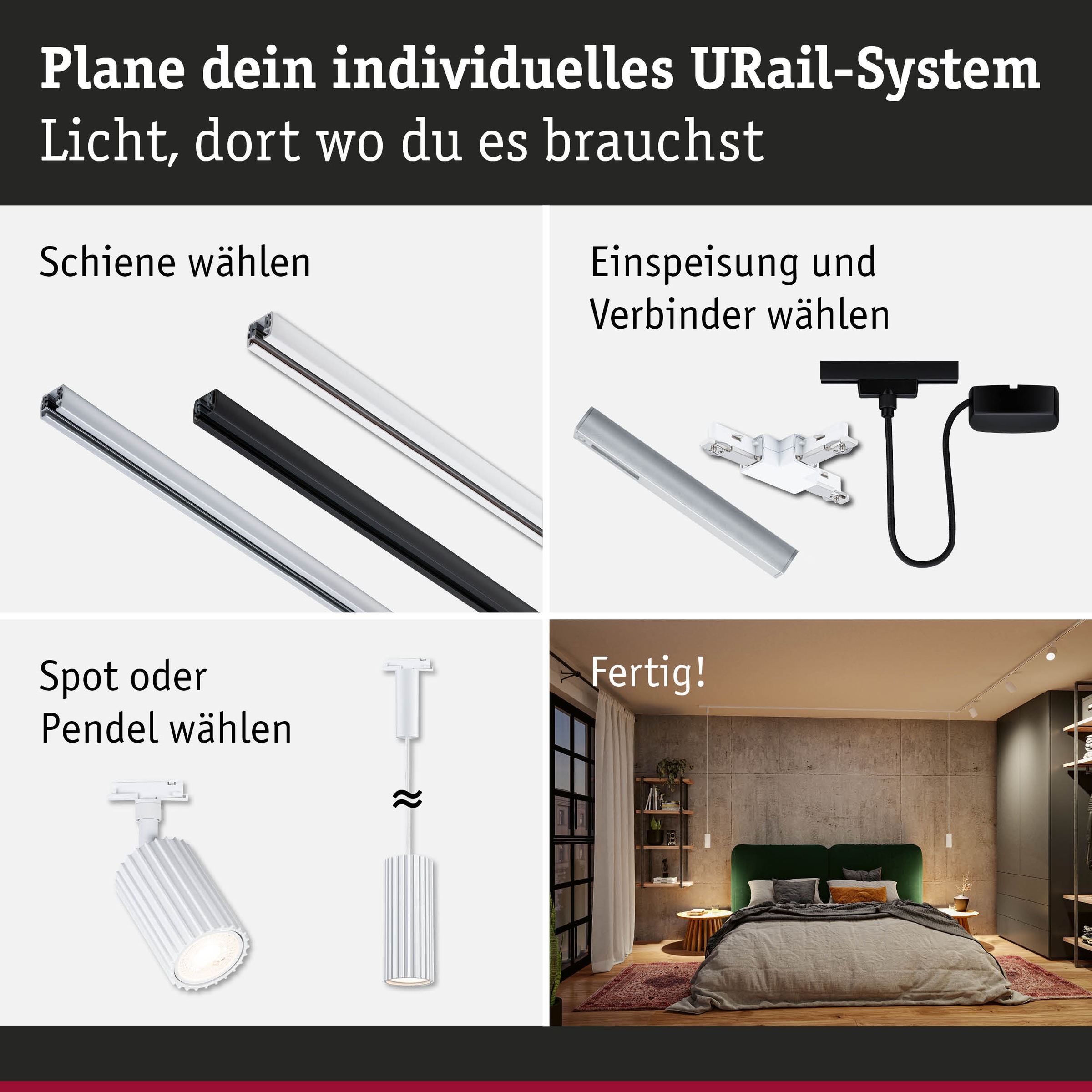 Paulmann Schienensystem-Leuchten »URail Pendant Lirena max 1x10W GU10 230V« GU10 Dimmbar