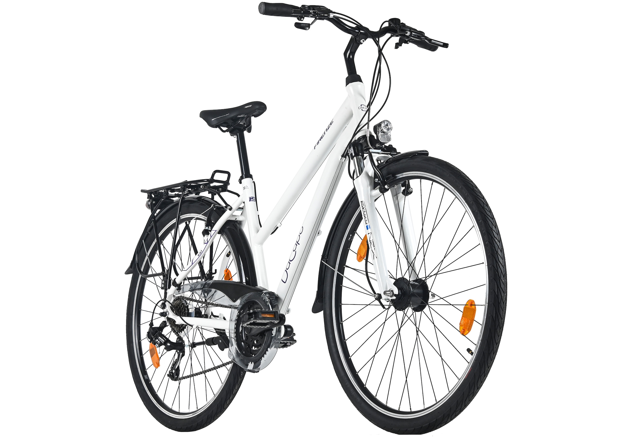 Dacapo Trekkingrad »Firenze 100 Weiß 21 Gänge RH 48 cm V-Brakes« 21 Gang Shimano Tourney Schaltwerk Kettenschaltung