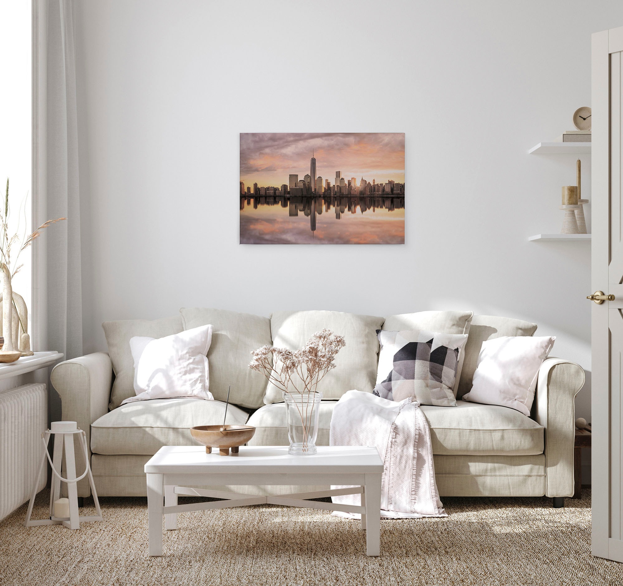 A.S. Création Leinwandbild »Skyline NY«, Kunst-New York-Kinder, (1 St.), Skyline Bild Keilrahmen Großstadt Leinwand-Bild Wohnzimmer modern Wand