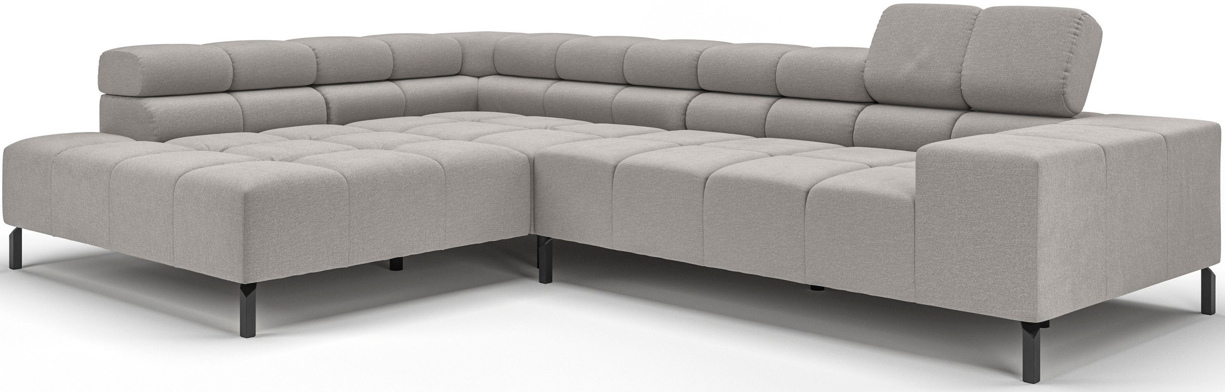 INOSIGN Ecksofa »Ancona New, wahlweise motorische Sitztiefenverstellung, auch in Cord«, feine Steppung, mit Kopfteilverstellung, 3 Zierkissen, L-Form