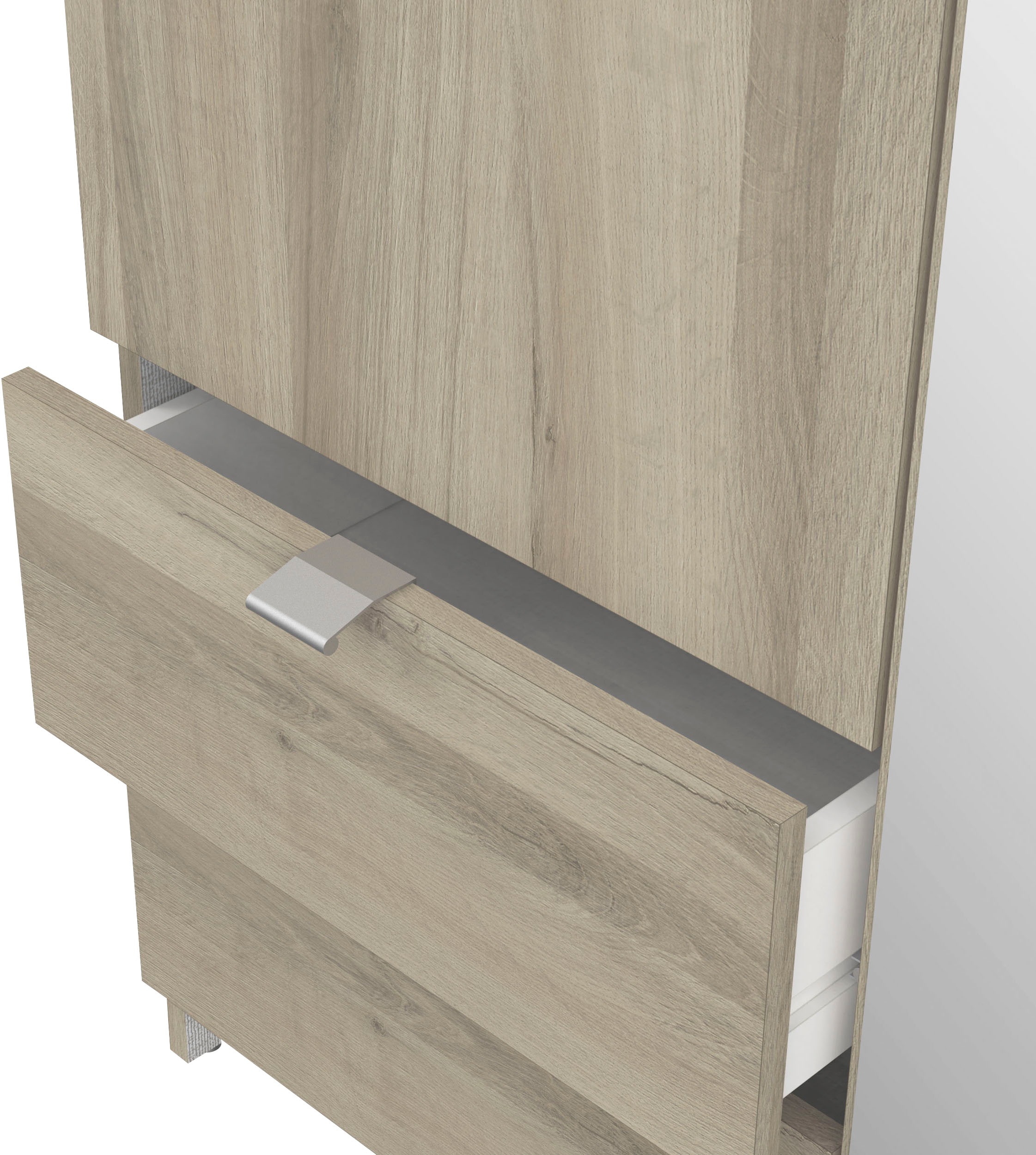 Demeyere GROUP Kleiderschrank »Mellie, mit Spiegel und 2 Schubladen, 3 Regale, 2 Kleiderstangen«, (H/B/ T ca. 191/134/52cm), maximaler Stauraum, Made in France
