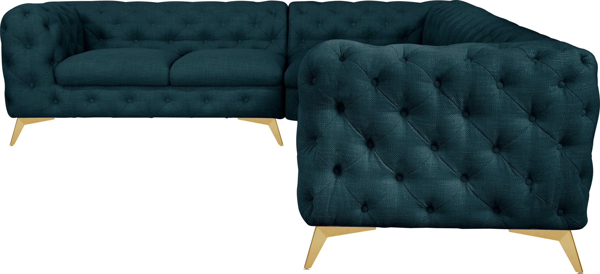 Leonique Chesterfield-Sofa »Ecksofa GLYNIS L-Form mit Wellenunterfederung, günstig online kaufen