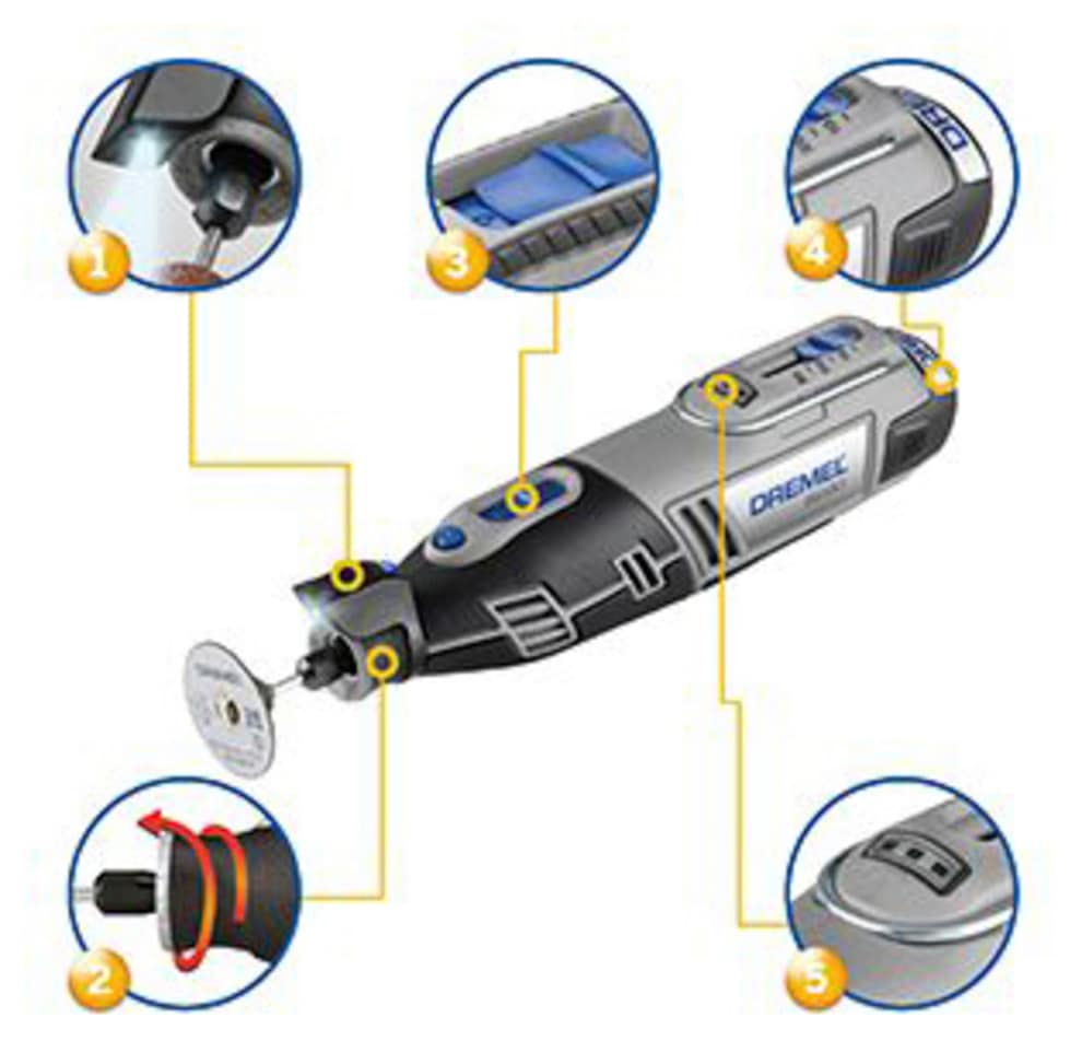 DREMEL Akku-Multifunktionswerkzeug »DREMEL® 8220-2/45«, 2 Vorsatzgeräte, 45x Zubehör, inkl. 12V Akku und Ladegerät