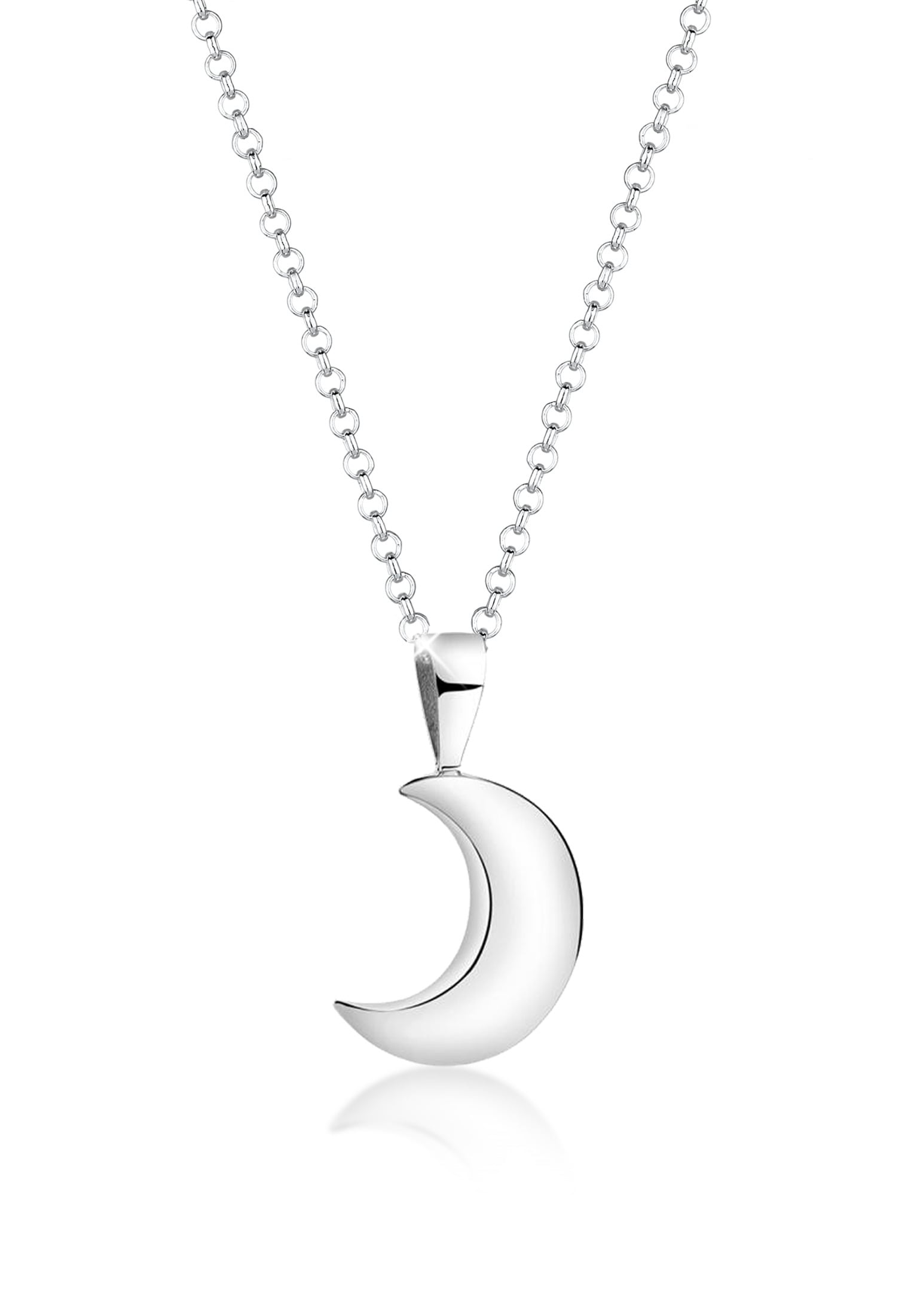 Nenalina Kette mit Anhänger »Halbmond Sichel Astro Trend Gebürstet 925 Silber«