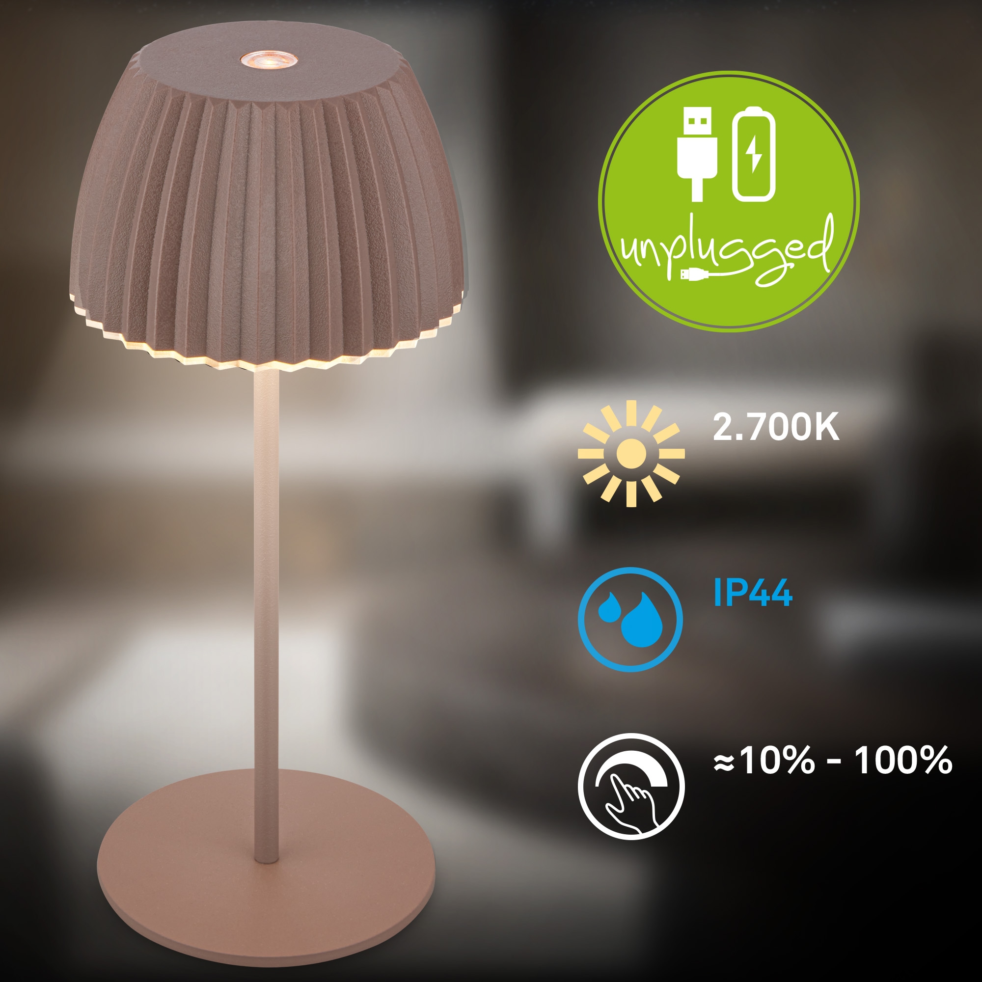Briloner Leuchten LED Tischleuchte »Akku LED Tischleuchte, mini, umbrasand«