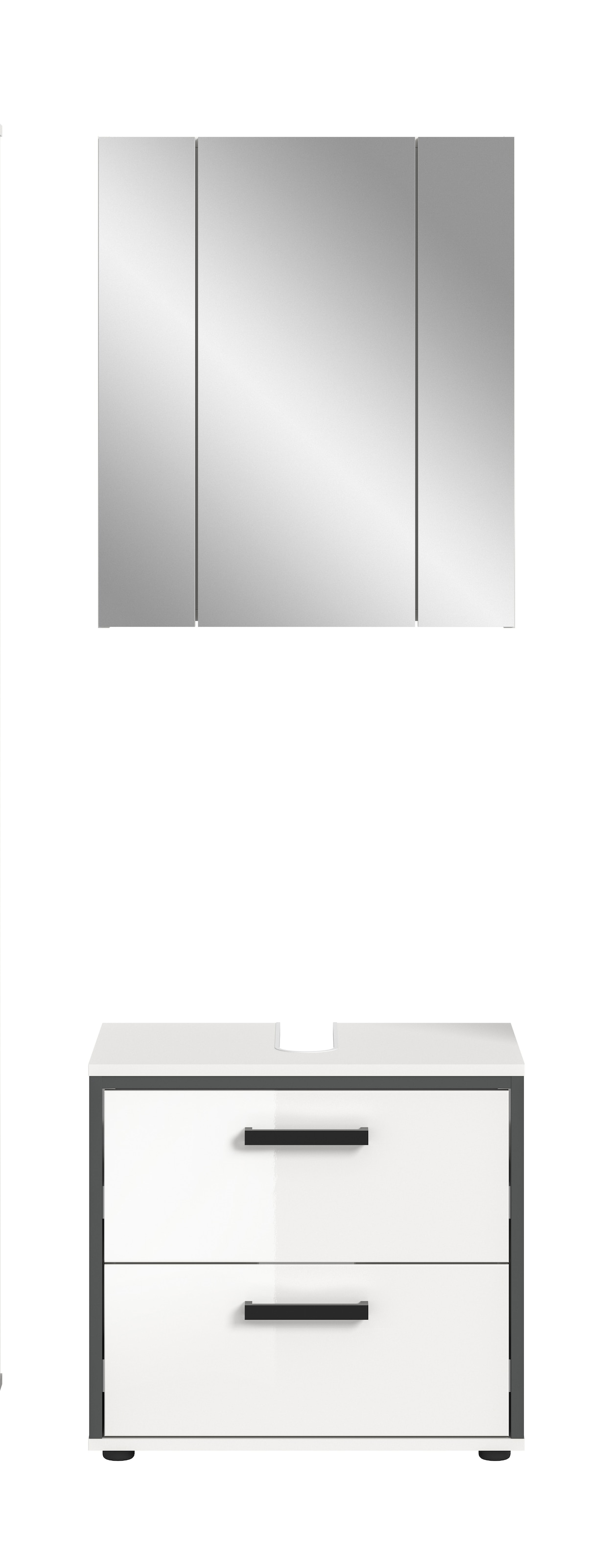 welltime Badmöbel-Set »KAJO, 2-tlg. Badkombination, weiß hochglanz,« Set, Set, best. aus: 1 Waschbeckenunterschrank, 1 Spiegelschrank, 2 Stk. tlg.