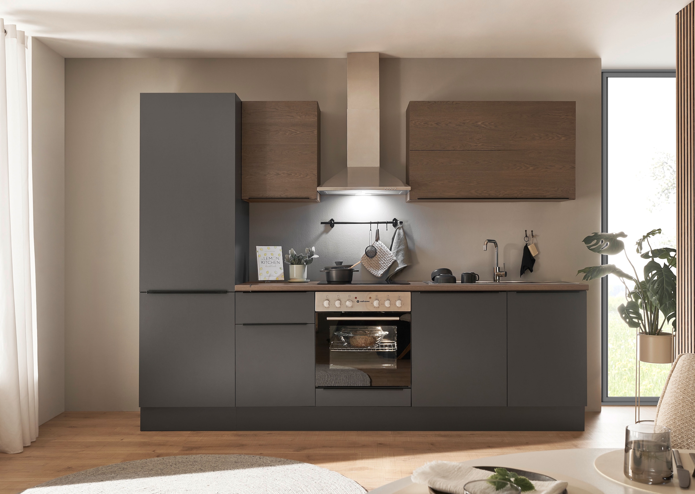 KOCHSTATION Küchenzeile »Cocco B/H/T 280x211x60 cm« Breite 280 cm, wahlweise mit E-Geräten und Induktion