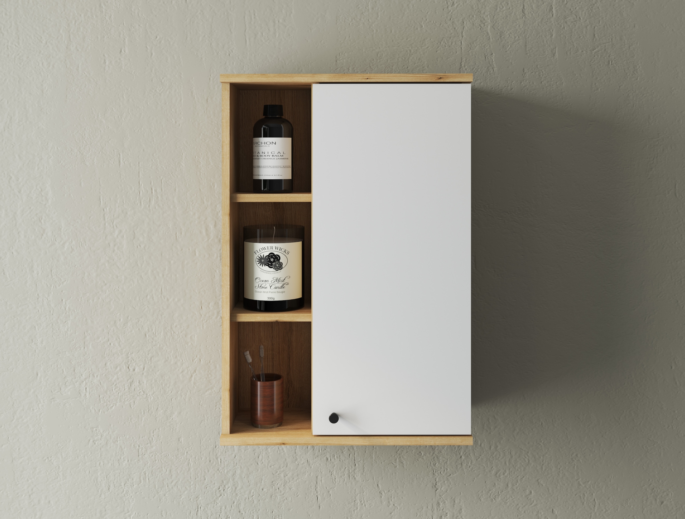 INOSIGN Hängeschrank »Oslo, Badschrank mit Knopfgriff, Wandschrank im skandinavischen Design«, in der Türfarbe Weiß oder Grau verfügbar, ausreichend Stauraum