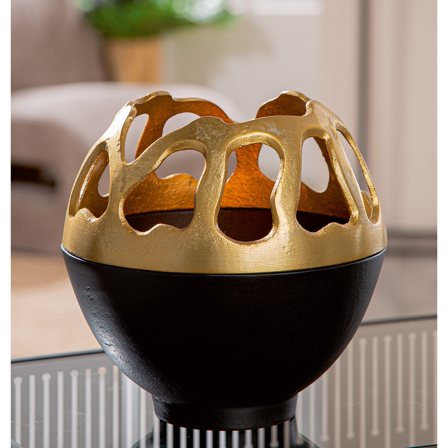 GILDE Windlicht »Windlicht Branca goldfarben; schwarz« günstig online kaufen