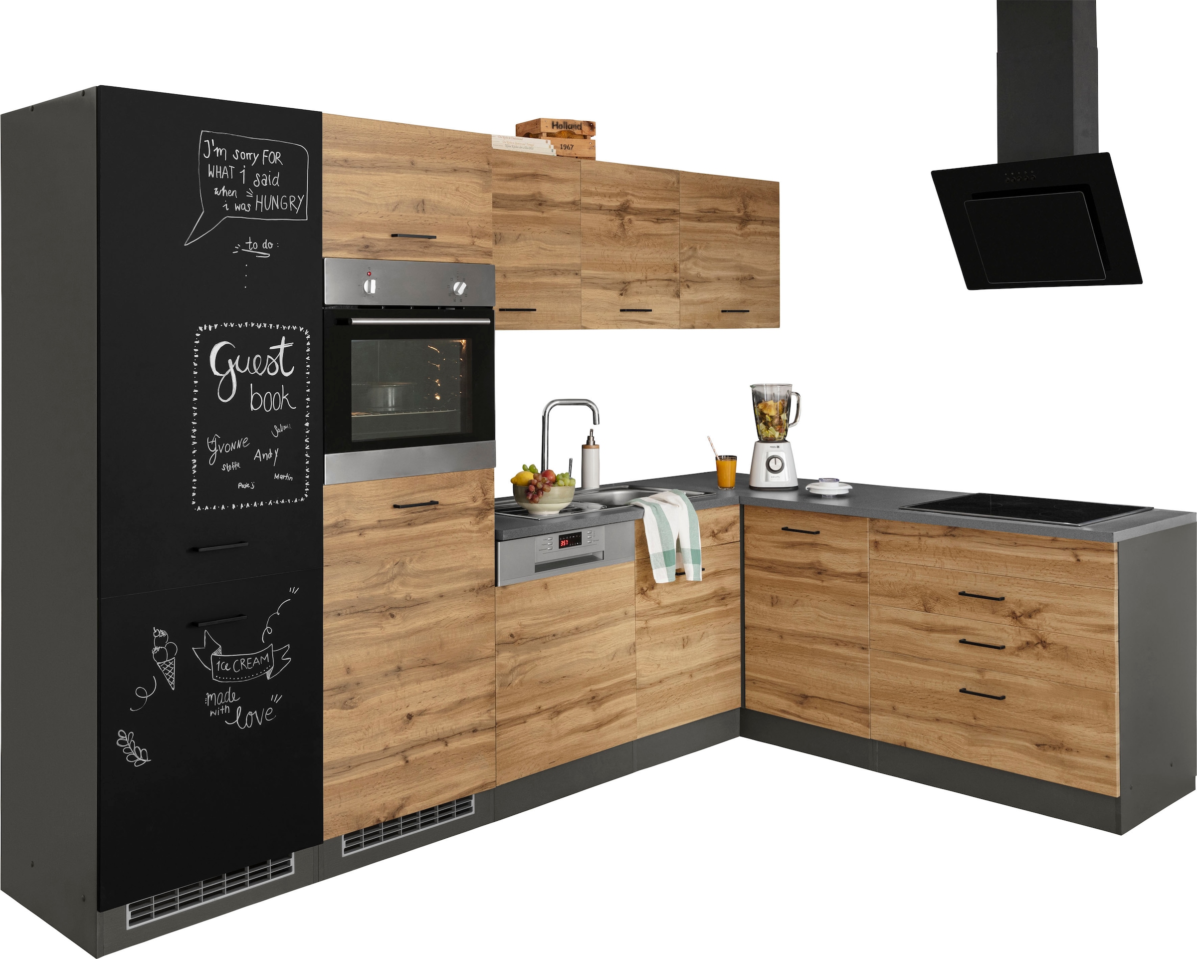 KOCHSTATION Winkelküche »KS-Trier«, mit E-Geräten, Stellbreite 290/190 cm