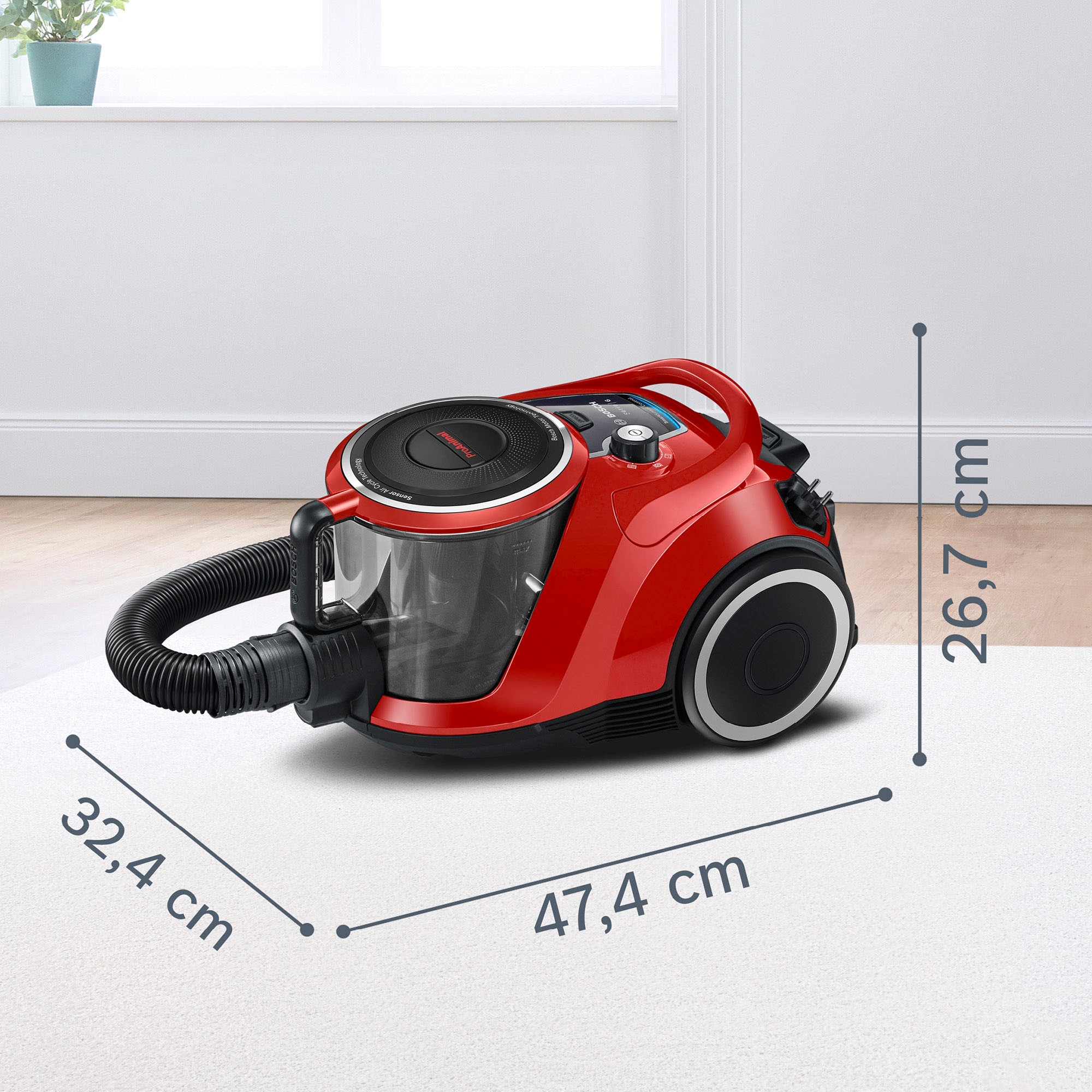 BOSCH Bodenstaubsauger »Serie 6 ProAnimal BGC41PET, ideal für Tierhaare, Hygiene-Filter«, 750 W, beutellos, 10 Jahre Motorgarantie, für Parkett/Teppich/Fliesen, Turbo-Düse, rot