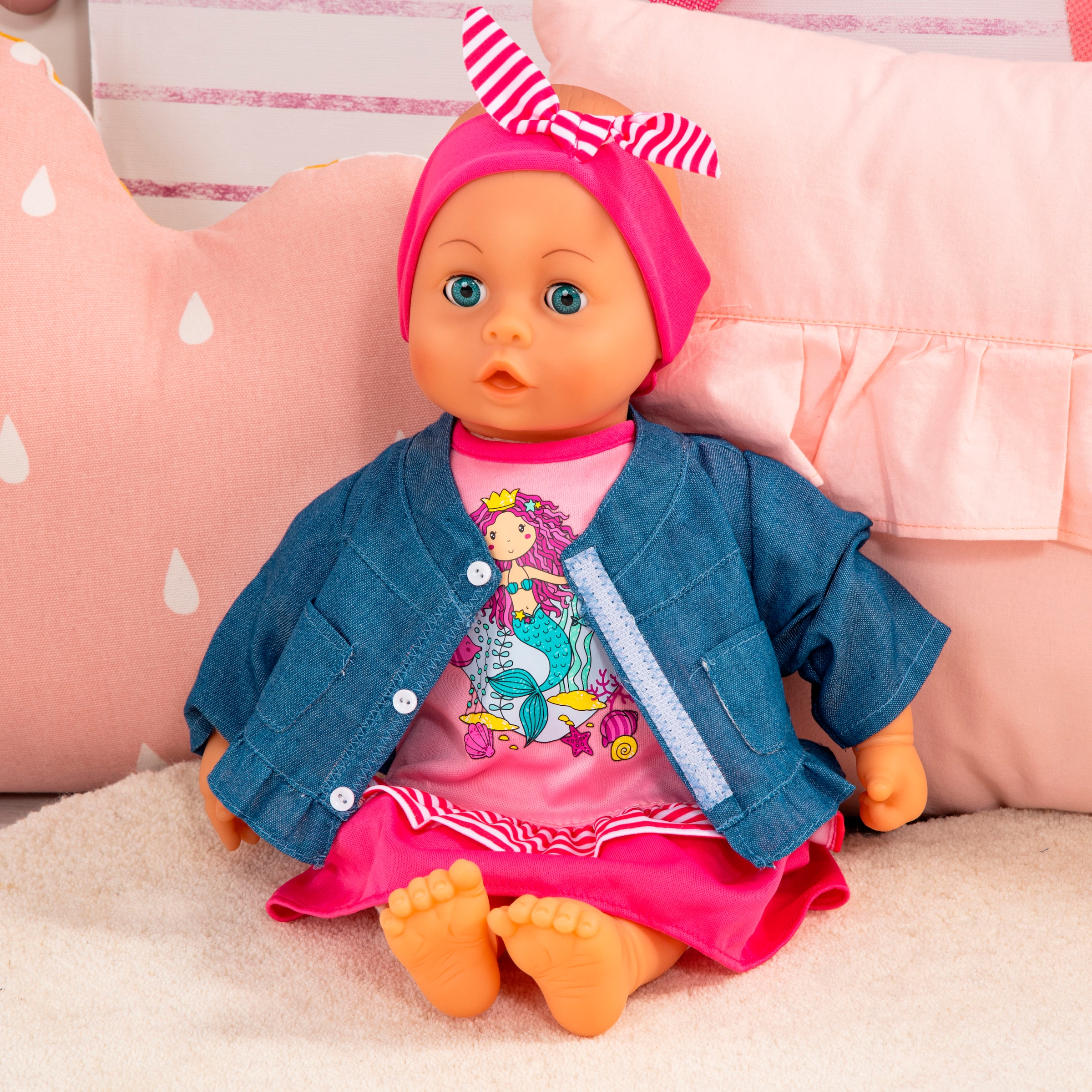 Bayer Puppenkleidung »Kleid/Jacke pink 38 cm«, (Set, 3 tlg.)