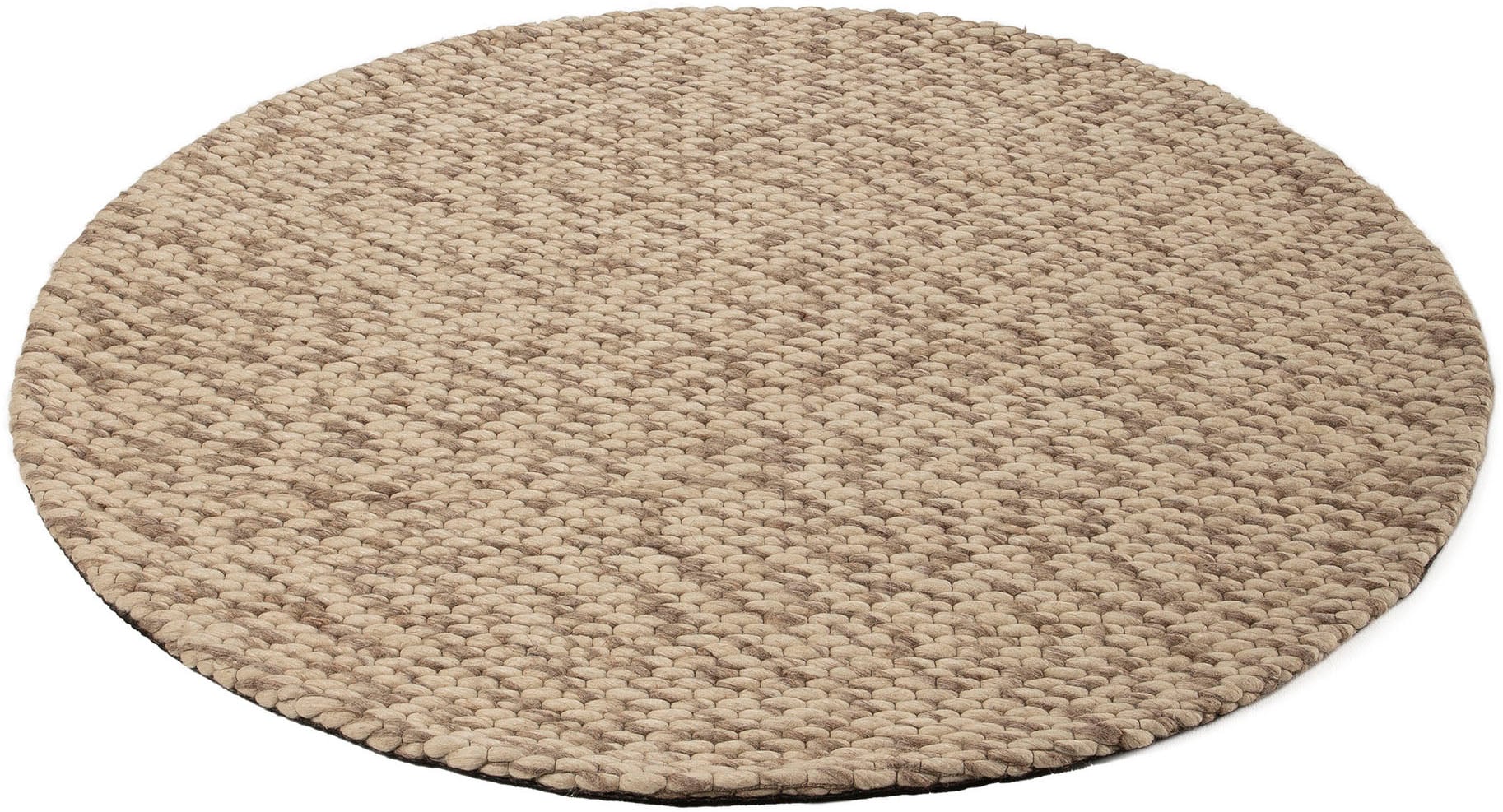 carpetfine Wollteppich »Sina«, rund, 14 mm Höhe, grobe Struktur, Zeitloses Design, reine Wolle, Wohnzimmer