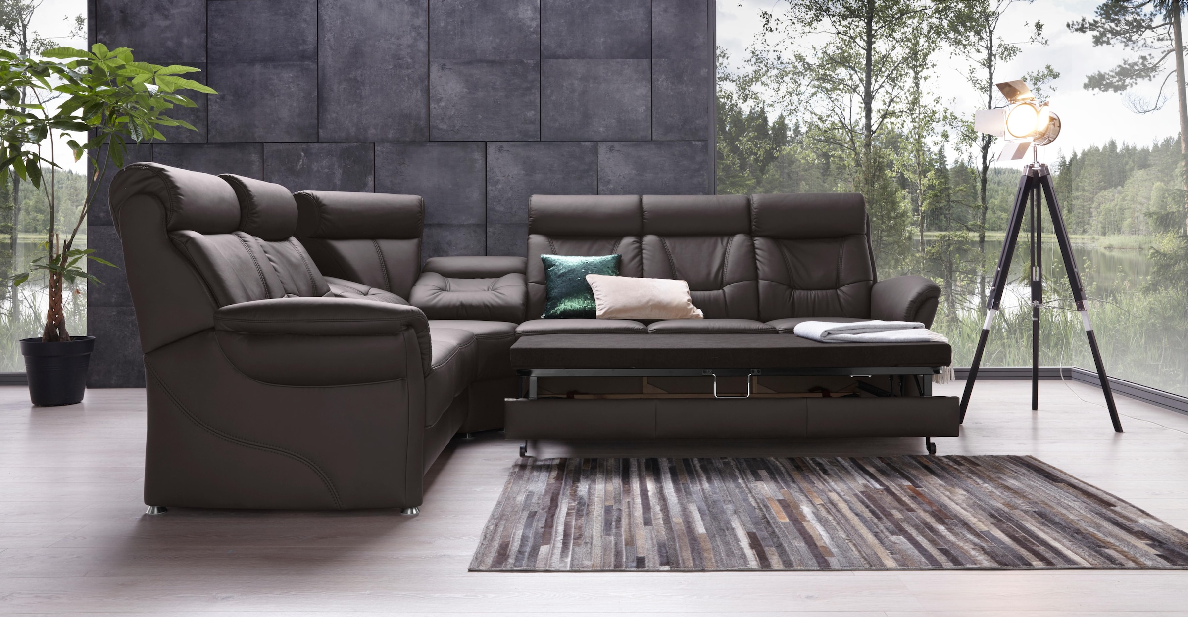 Places of Style Ecksofa »Sardinien L-Form«, mit Kopfteilverstellung, wahlweise mit Bettfunktion