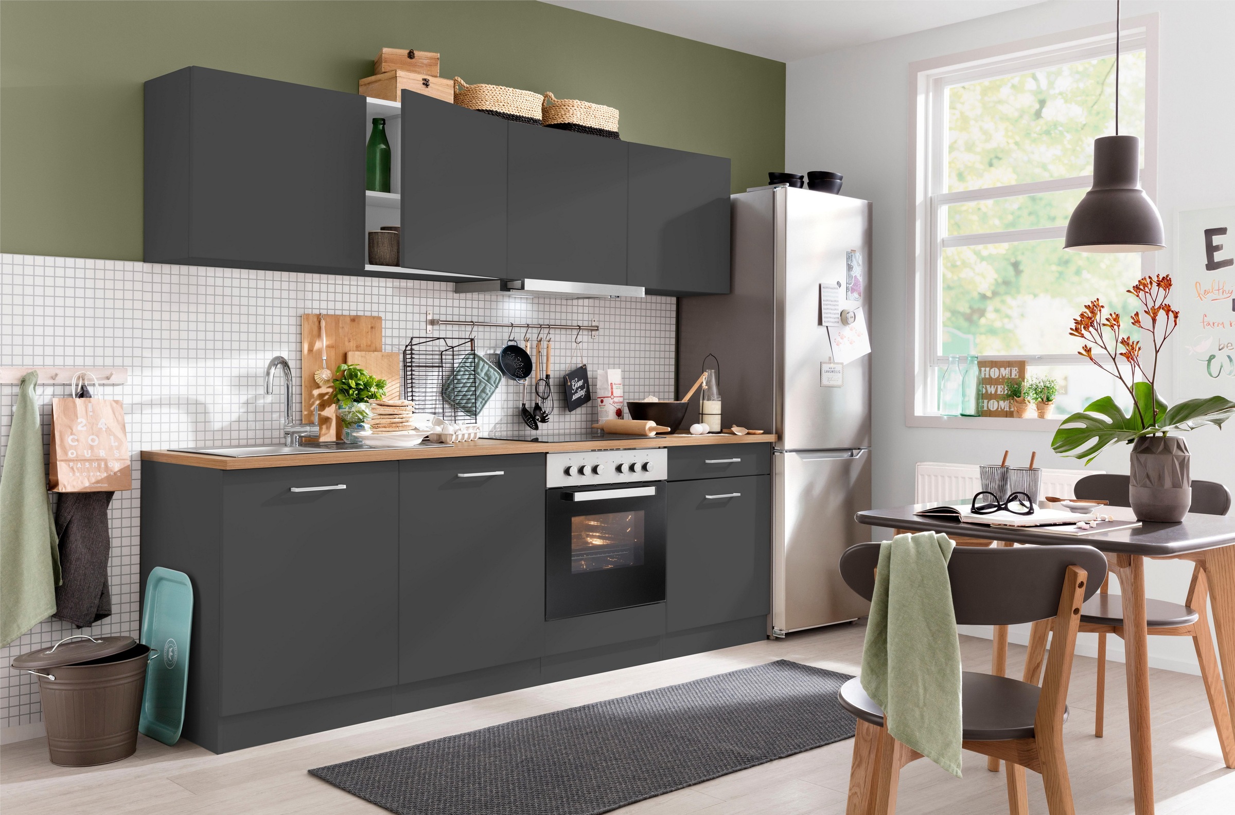 KOCHSTATION Küchenzeile »KS-Kehl«, mit E-Geräten, Breite 240 cm, inkl. Geschirrspülmaschine
