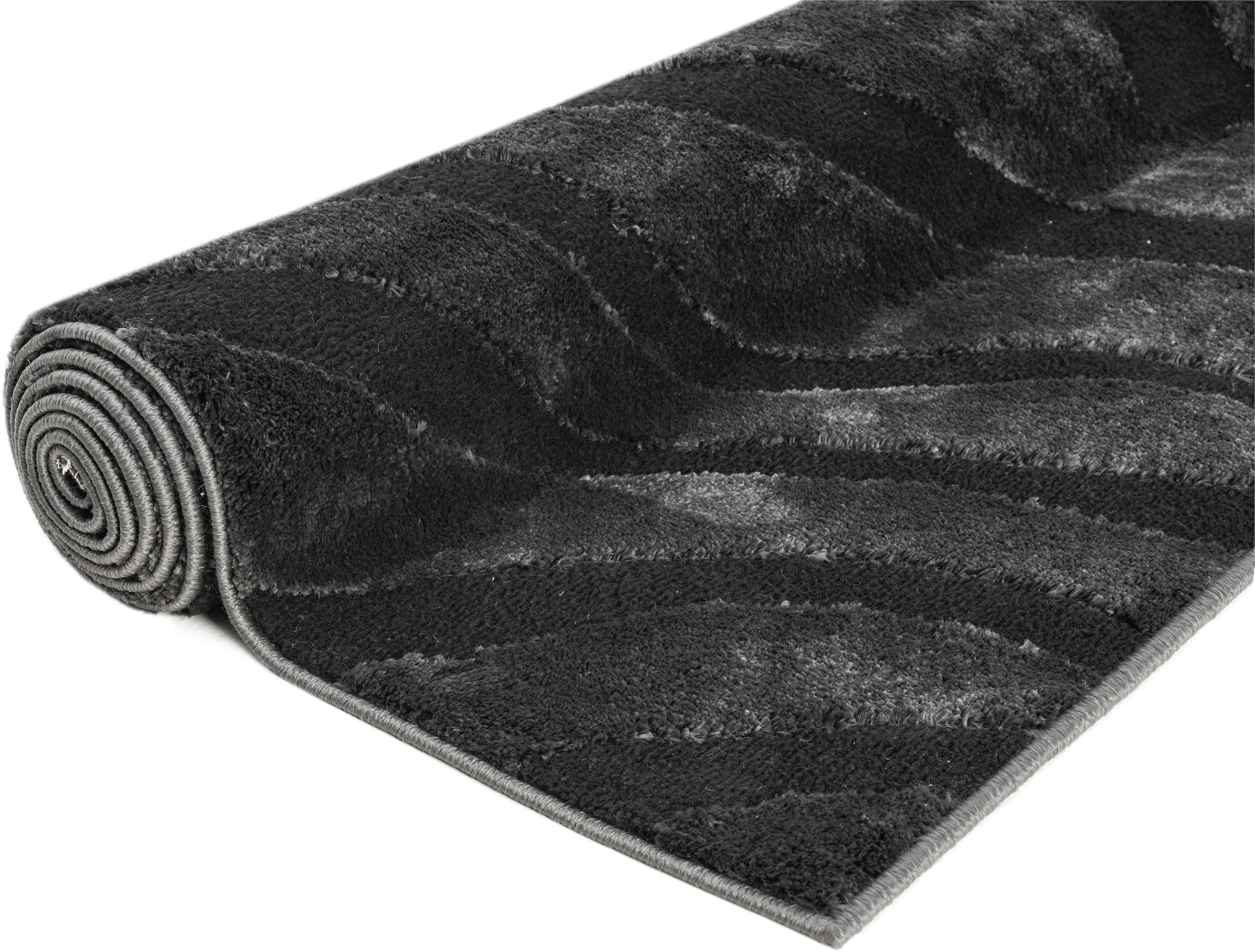 OTTO home Teppich »Benia, Hoch-Tief-Struktur«, rechteckig, 19 mm Höhe, Wellen-Design, leichter Glanz, modern, Wohnzimmer, Schlafzimmer