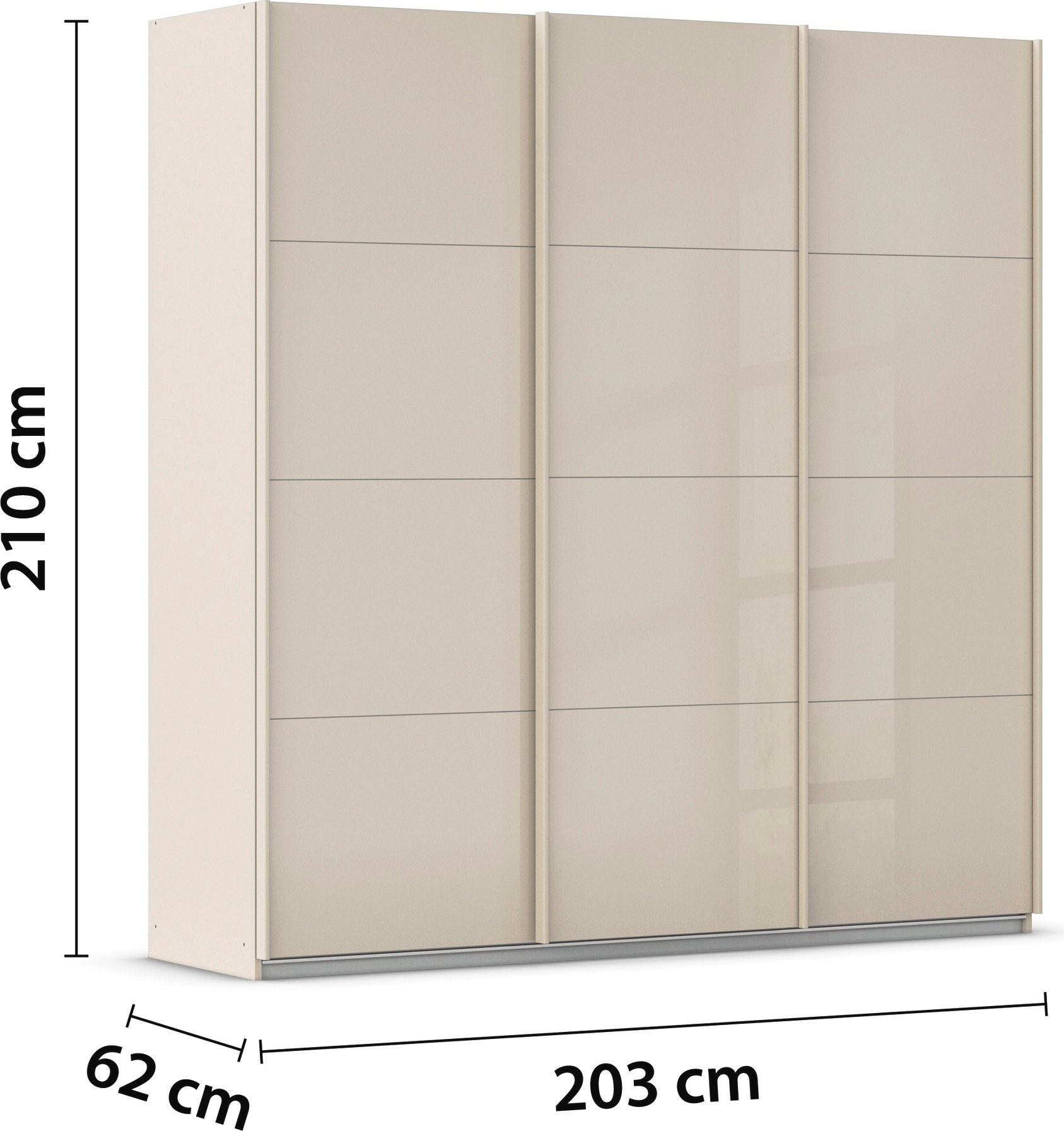 OTTO home Schwebetürenschrank »Kleiderschrank Schrank Garderobe AGORDO mit Glasfront« Breiten 203/271/315/360 cm, Höhen 210/229 cm,  durchdachte Innenausstattung, in 4 Breiten und 2 Höhen MADE IN GERMANY