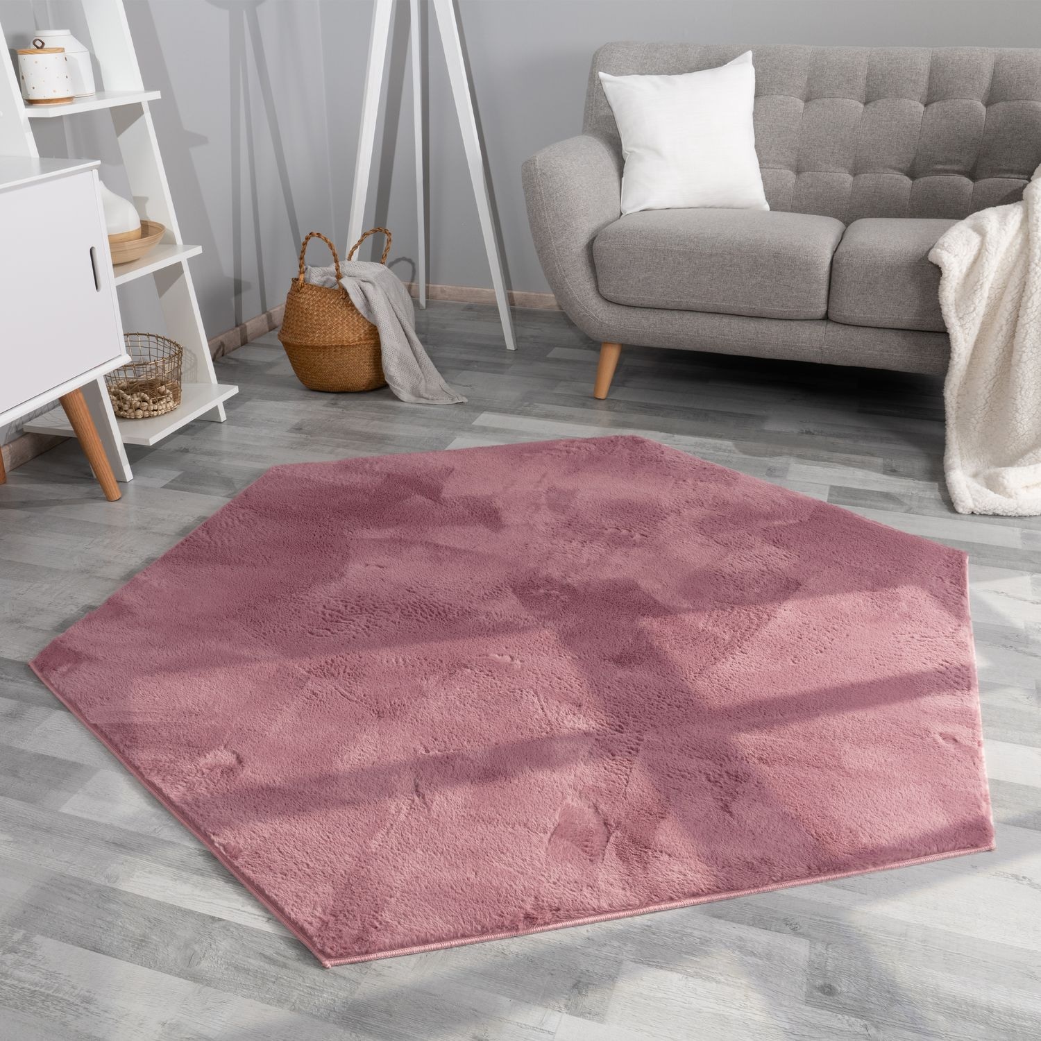 TT Home Teppich »Suave 600«, sechseckig, 14 mm Höhe, Wohnzimmer Hochflor Te günstig online kaufen