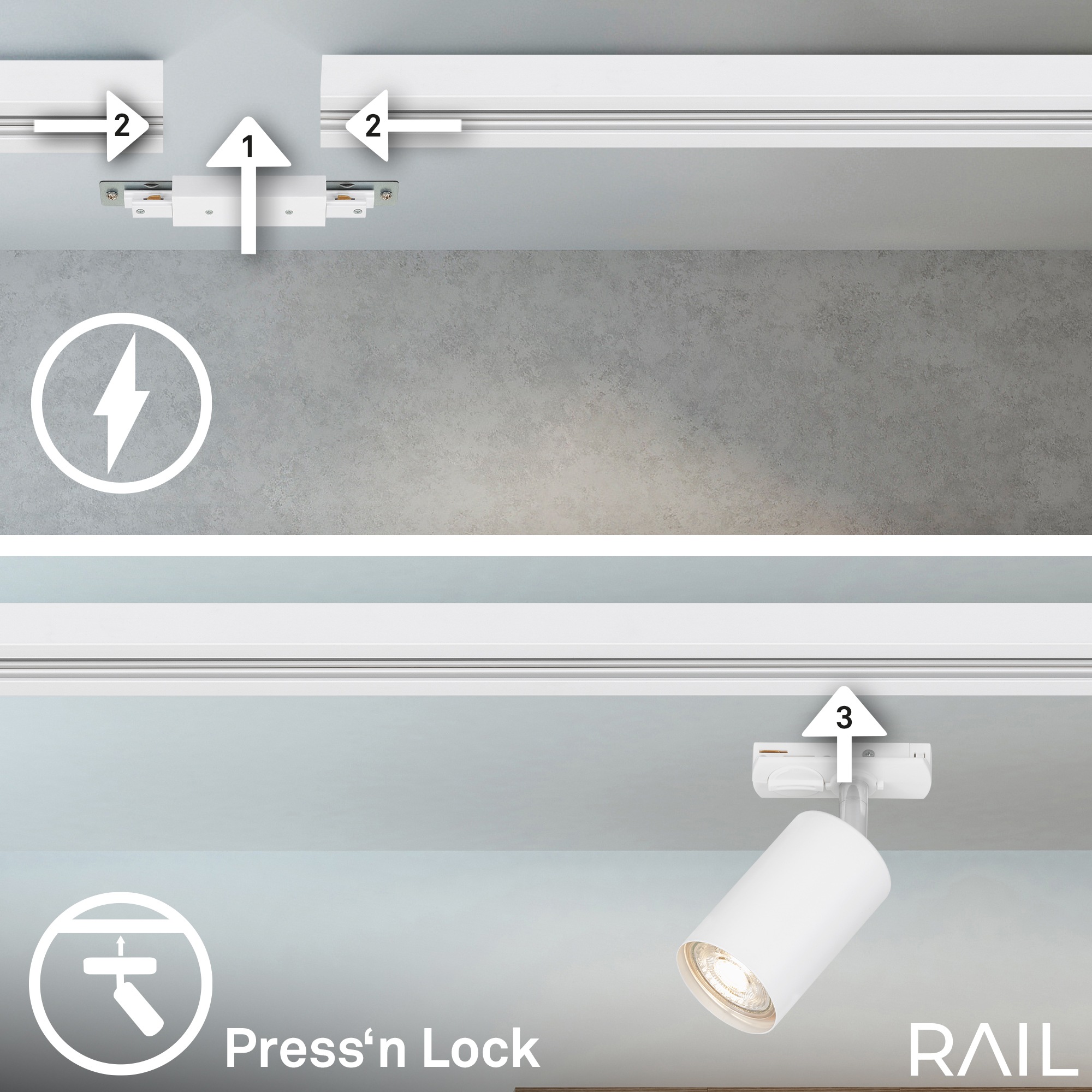 Briloner Leuchten Schienensystem-Sets »RAIL« GU10 3 Stk. Schienensystem Rail 2,25 m Weiß max. 9W Decke Wohnzimmer Büro Küche