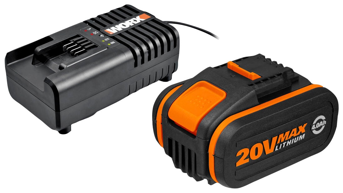 Worx Akku-Set »20V/2Ah,mit 2A Ladegerät PowerShare«, 4000 mAh, für alle 20/40/80V WORX PowerShare Geräte
