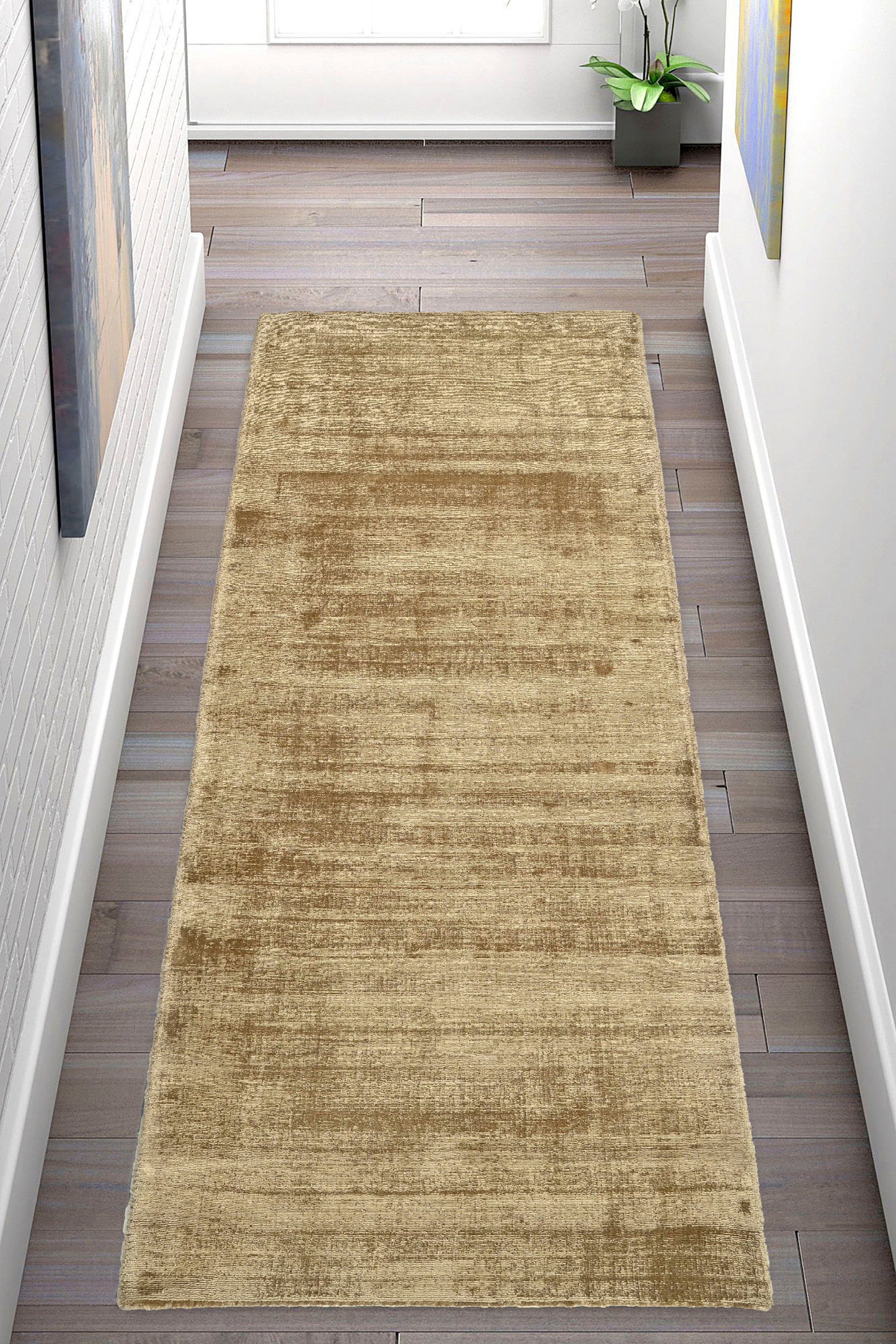 my home Läufer »Shirley, handgewebter Viskose-Teppich, farblich changierend«, rechteckig, 12 mm Höhe, Läufer, Brücke, Handweb Teppich, Wohnzimmer, Flur