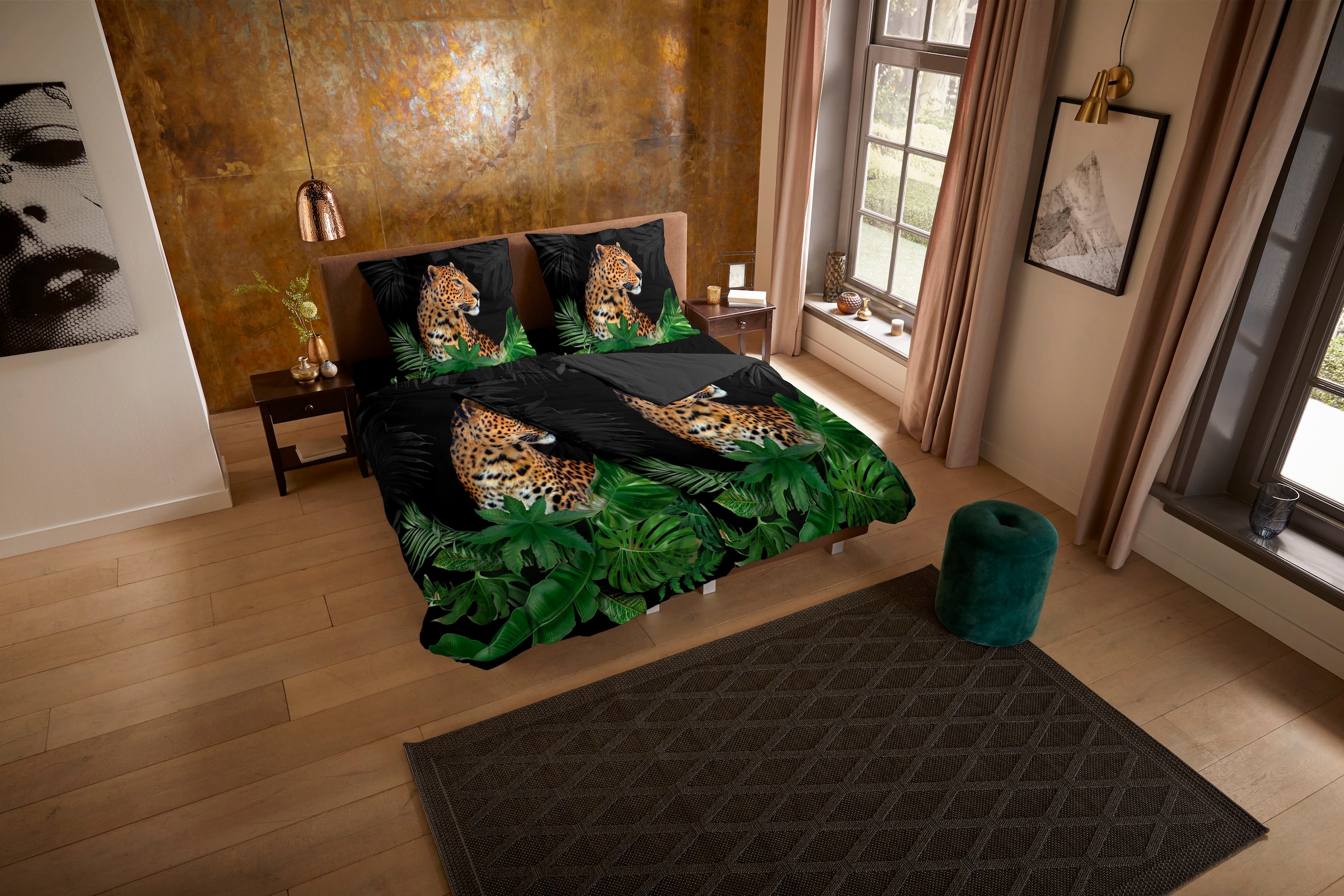 PURE luxury collection Wendebettwäsche »Mala«, Mikrofaser, 135x200, Pflegeleicht, Reißverschluss, Wendeoptik, Leopard