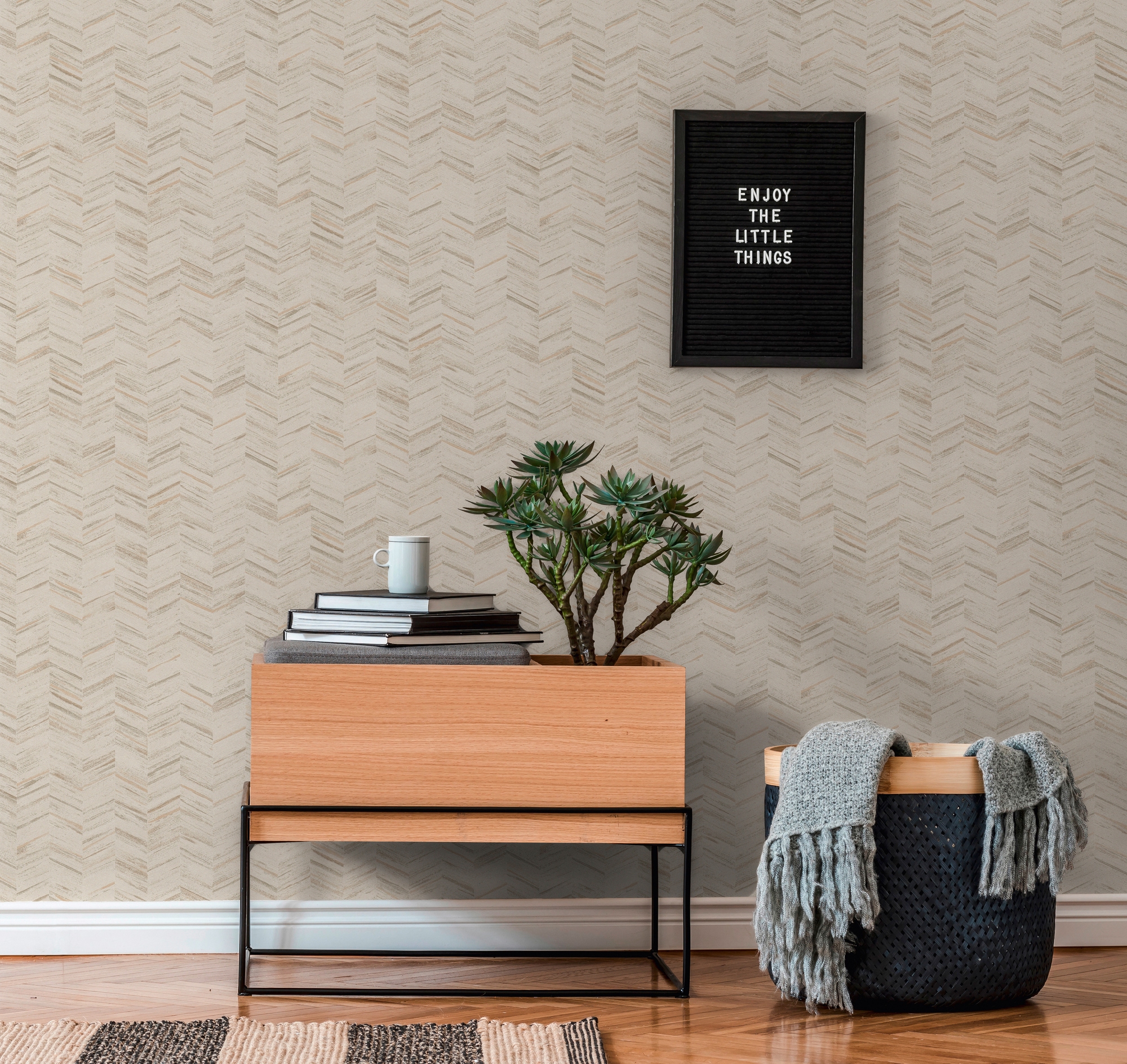 A.S. Création Vliestapete »Geo Effect« Fischgratmuster | Motiv | geometrisch glatt Tapete Geometrisch Tapeten Wohnzimmer Schlafzimmer Küche Design Optik