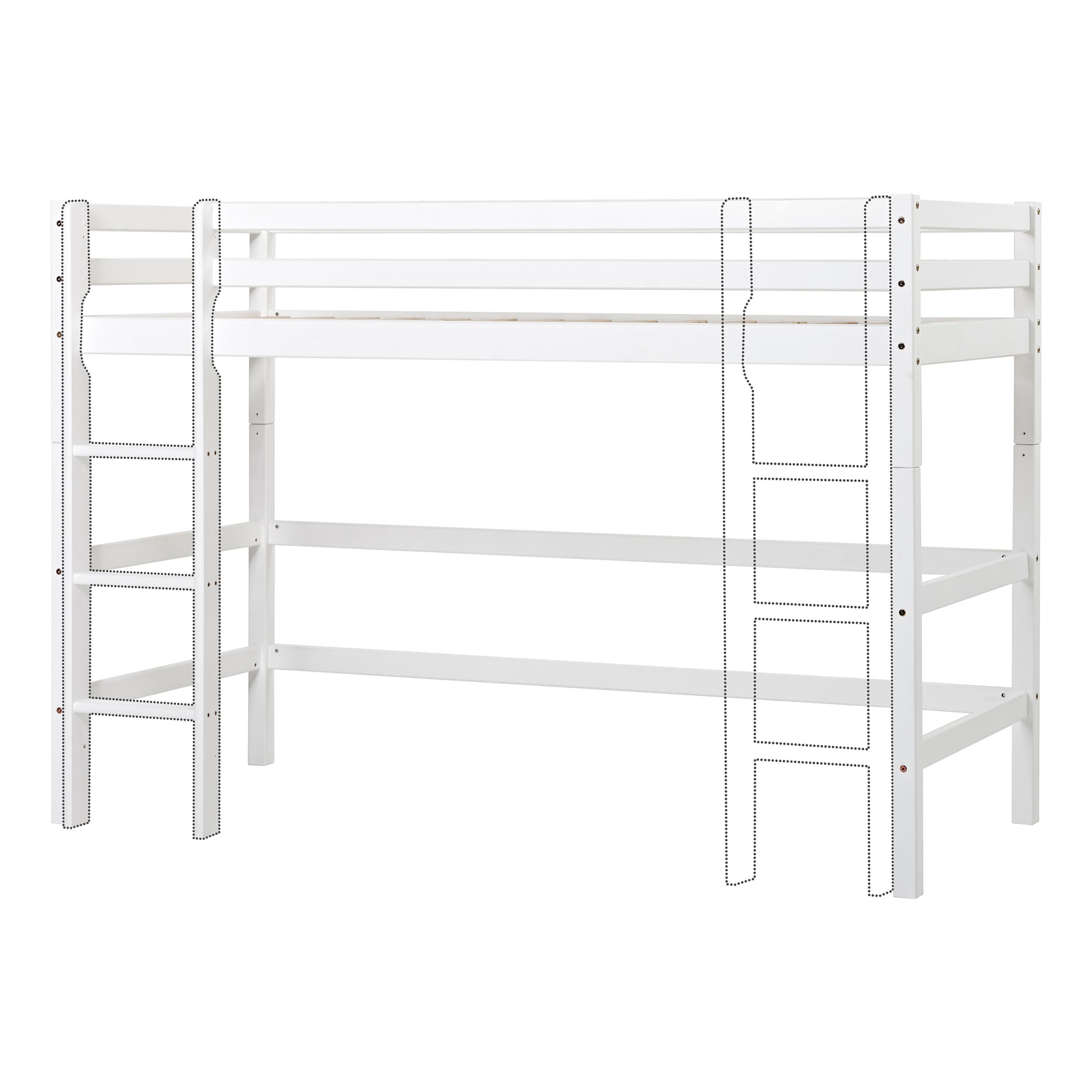 Hoppekids Hochbett »Winter Wonderland» 90x200cm mit Vorhang & Matratze«, (Set), FSC® zert Massivholz, 10 Jahre Garantie auf Fertigungsfehler