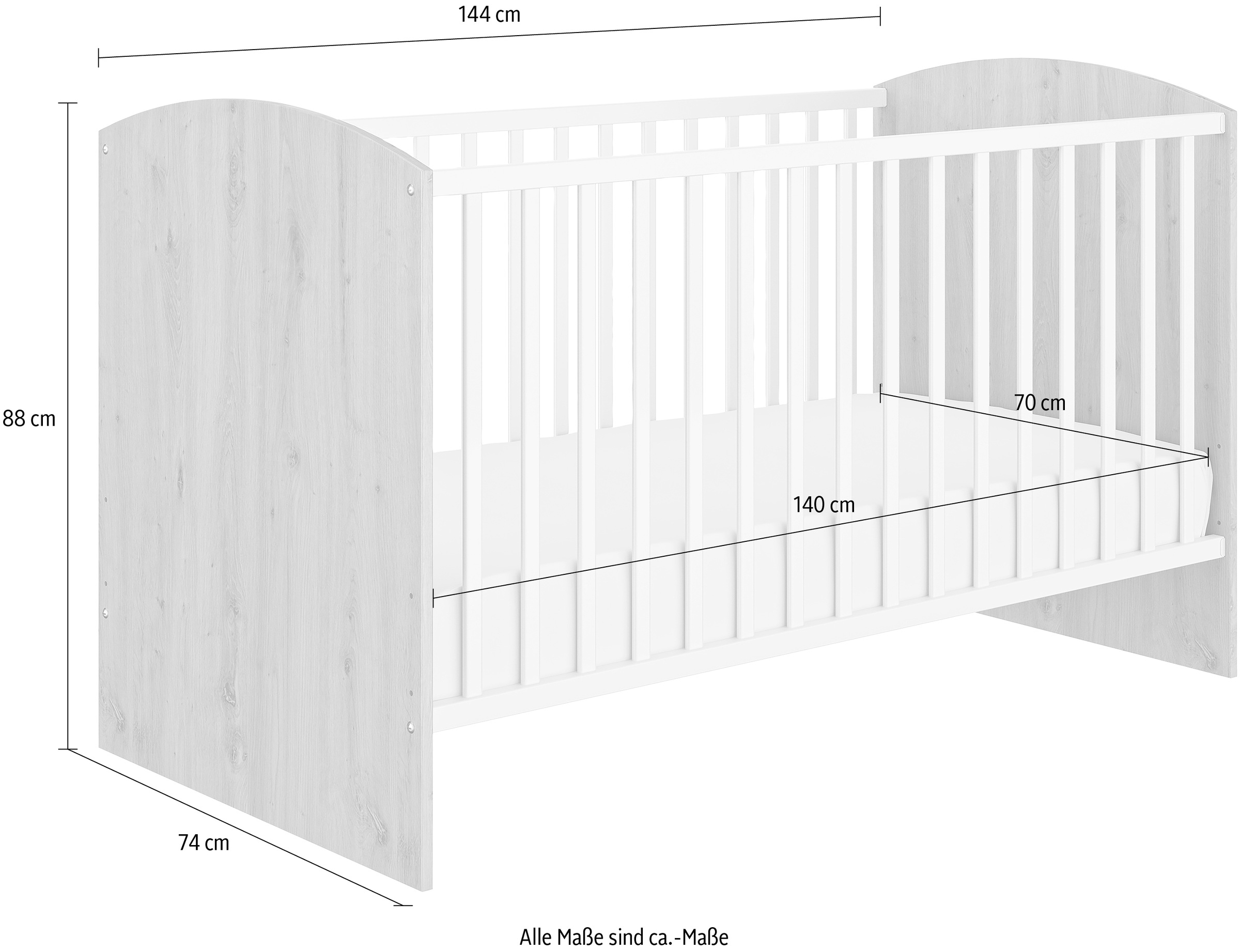 Galipette Babybett »ARTHUR«, Babybett 70x140 mit Lattenrost, in zwei Höhen verstellbar