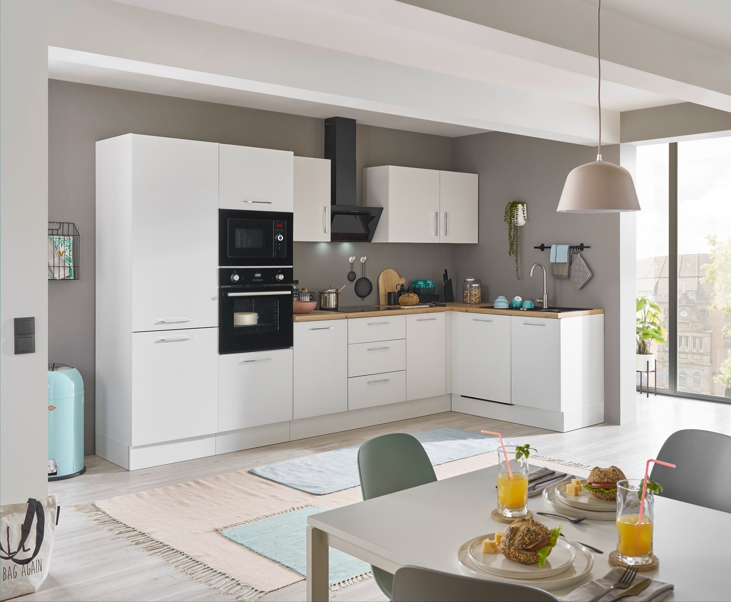 BASIC by Balculina Winkelküche »Turin«, Stellbreite 340x175 cm, wahlweise mit E-Geräten