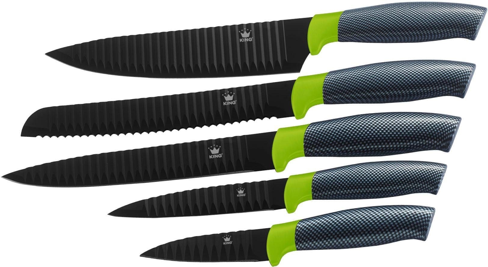 KING Messerblock »Carbon Optic«, 6 tlg., Wellenschliff