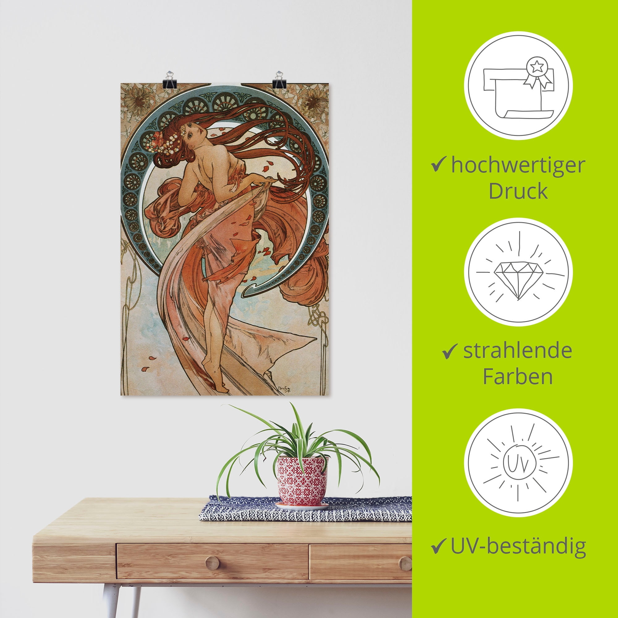 Artland Poster »Vier Künste: Der Tanz. 1898.« Frau 1 Stk. tlg. ohne Rahmen