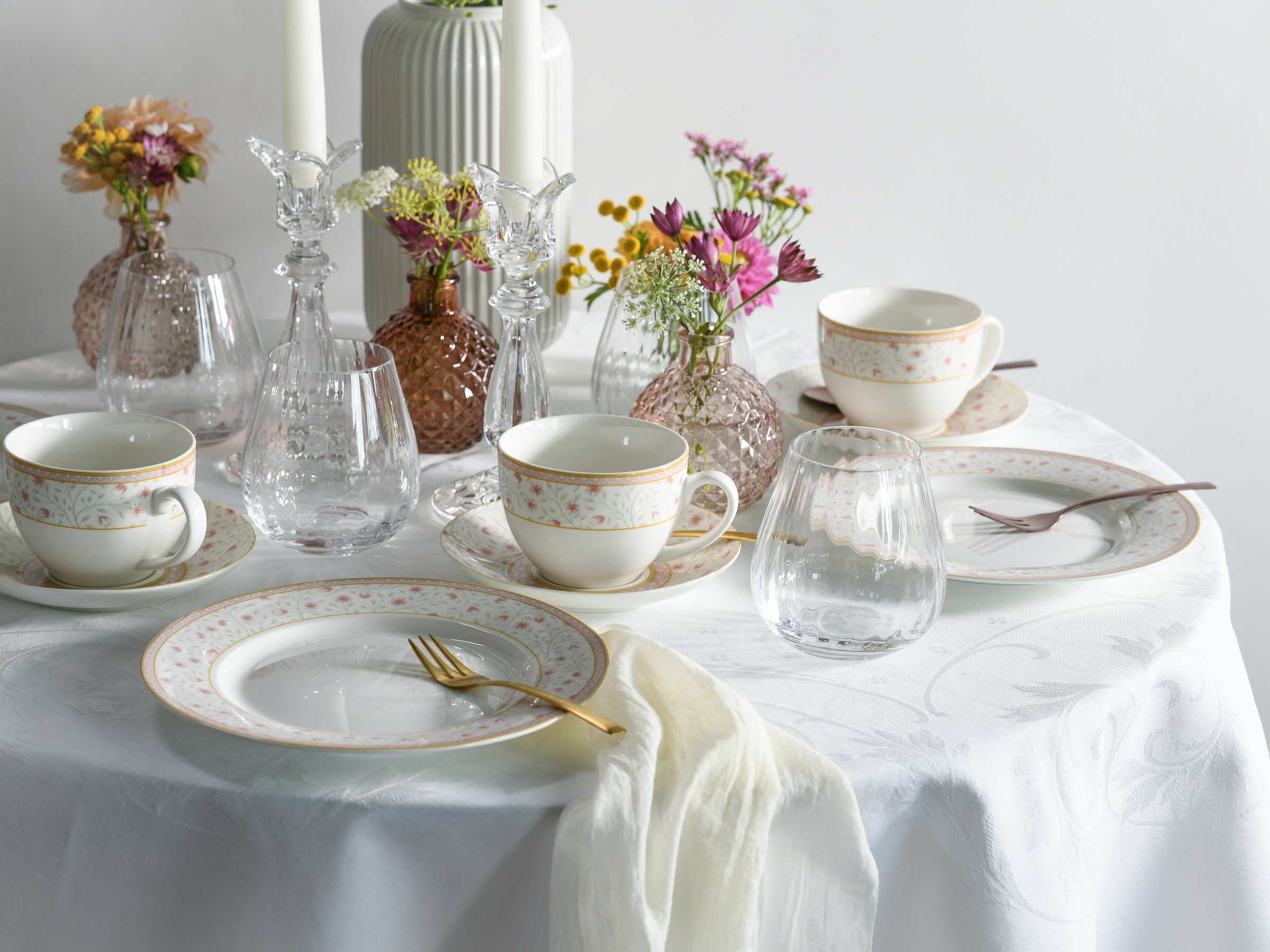 CreaTable Kaffeeservice »Emilia-Romagna, Kaffee-Service 18-tlg«, (Set, 18 tlg.), Blumendekor