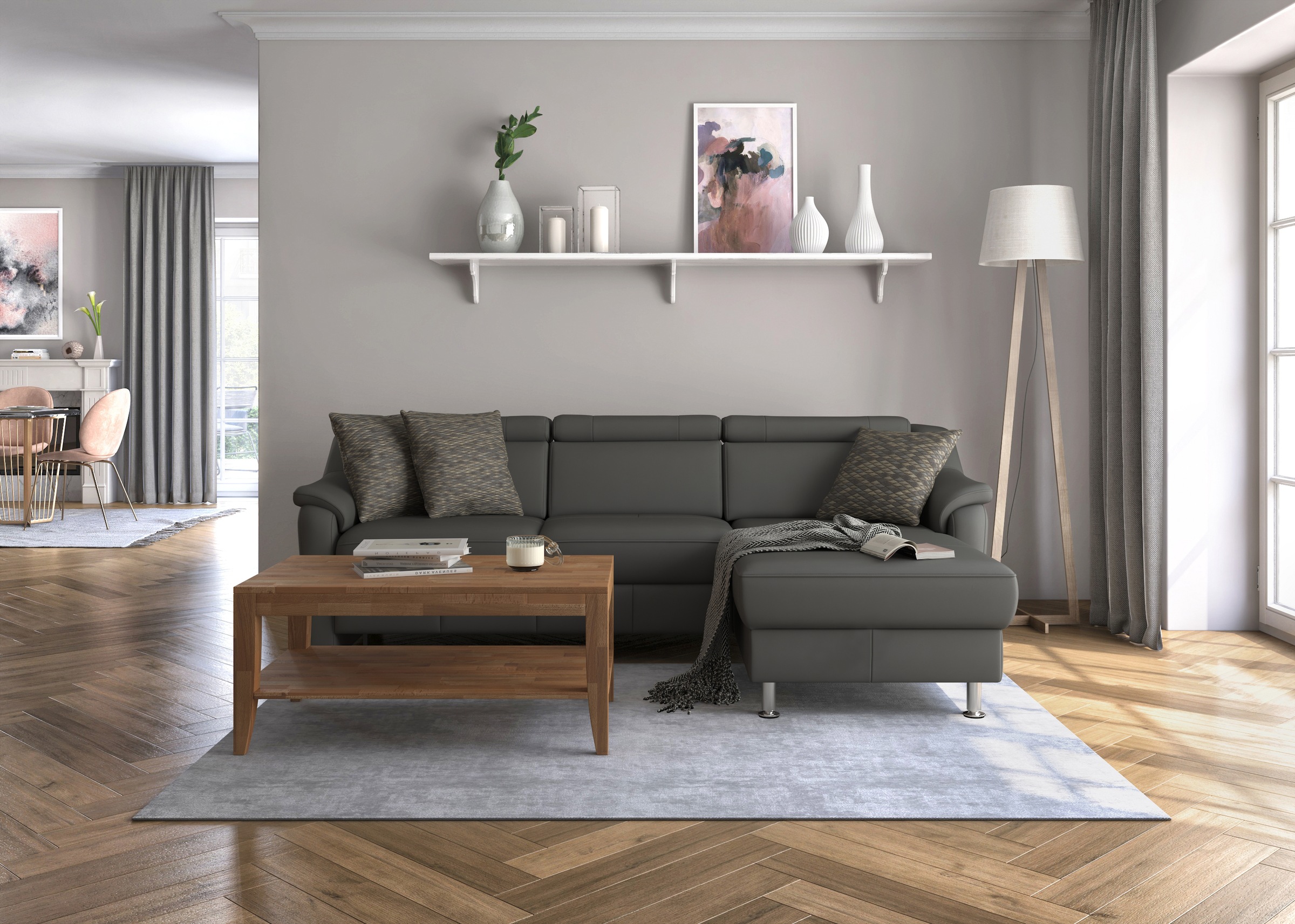 sit&more Ecksofa »Freetown L-Form«, inklusive Kopfteilverstellung und komfortablem Federkern