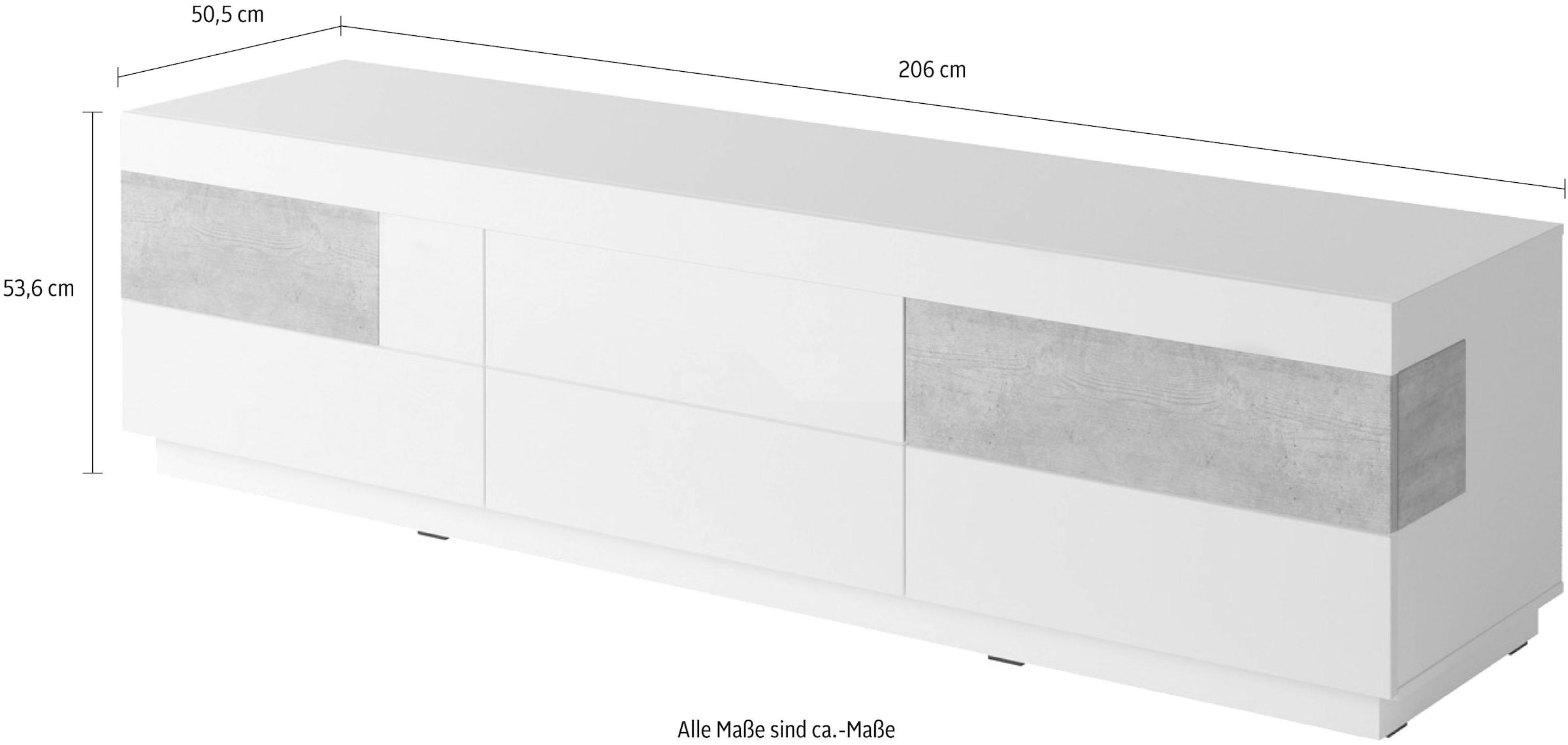 Helvetia Lowboard »SILKE«, Breite 206 cm, Hochglanzfronten online kaufen