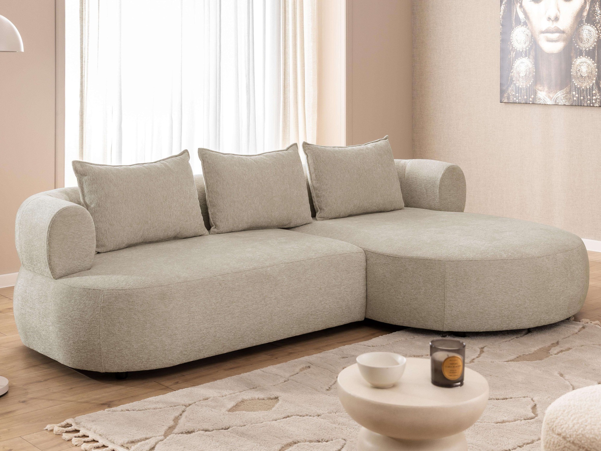 Home affaire Ecksofa »LUSSAC L-Form Design-Sofa mit Zierkissen, Maße B/T/H: günstig online kaufen