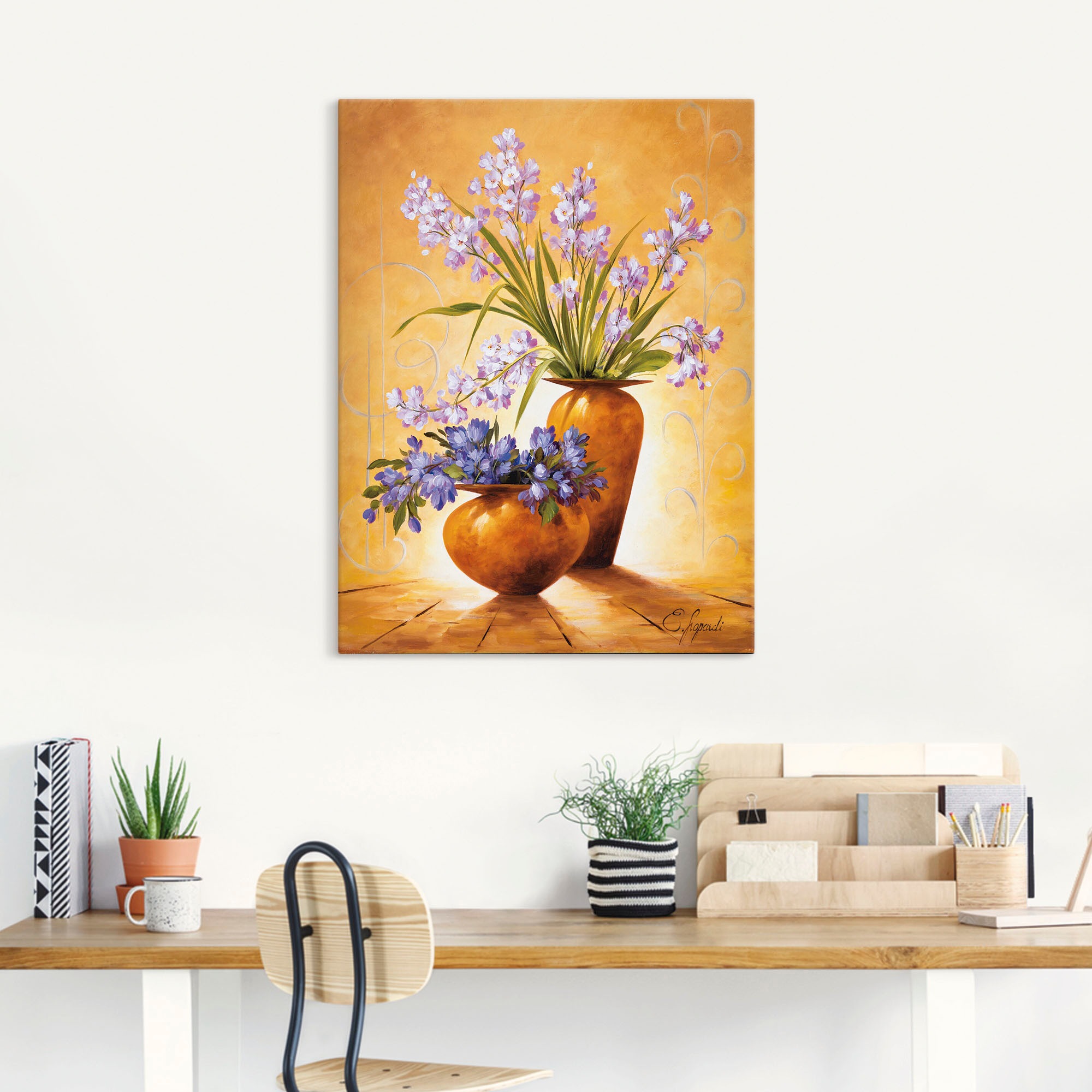 Artland Wandbild »Italienische Blumen IV«, Vasen & Töpfe, (1 St.), als Alubild, Leinwandbild, Wandaufkleber oder Poster in versch. Größen
